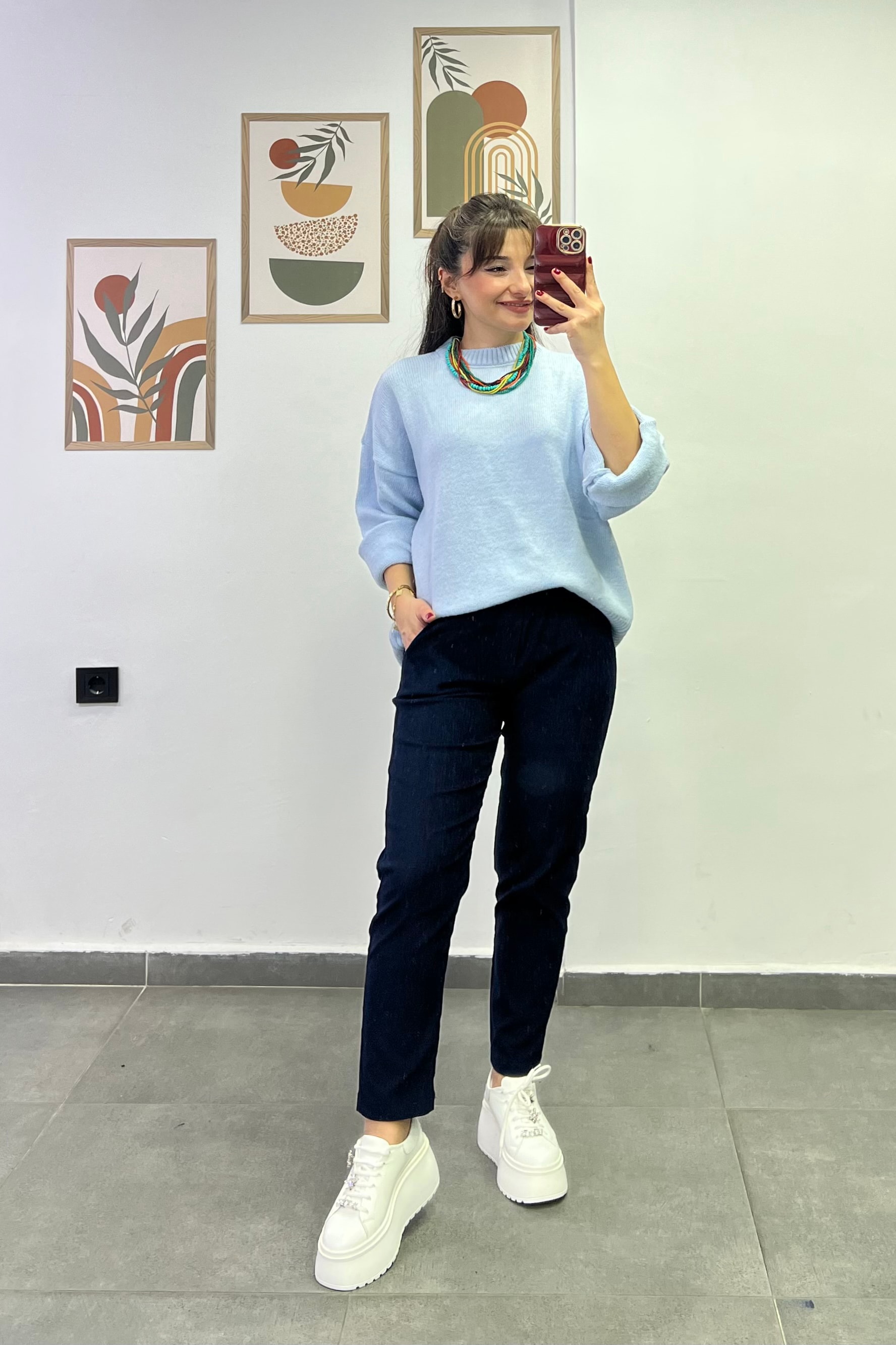 Beli Lastikli Fitilli Kadife Havuç Pantolon - LACIVERT