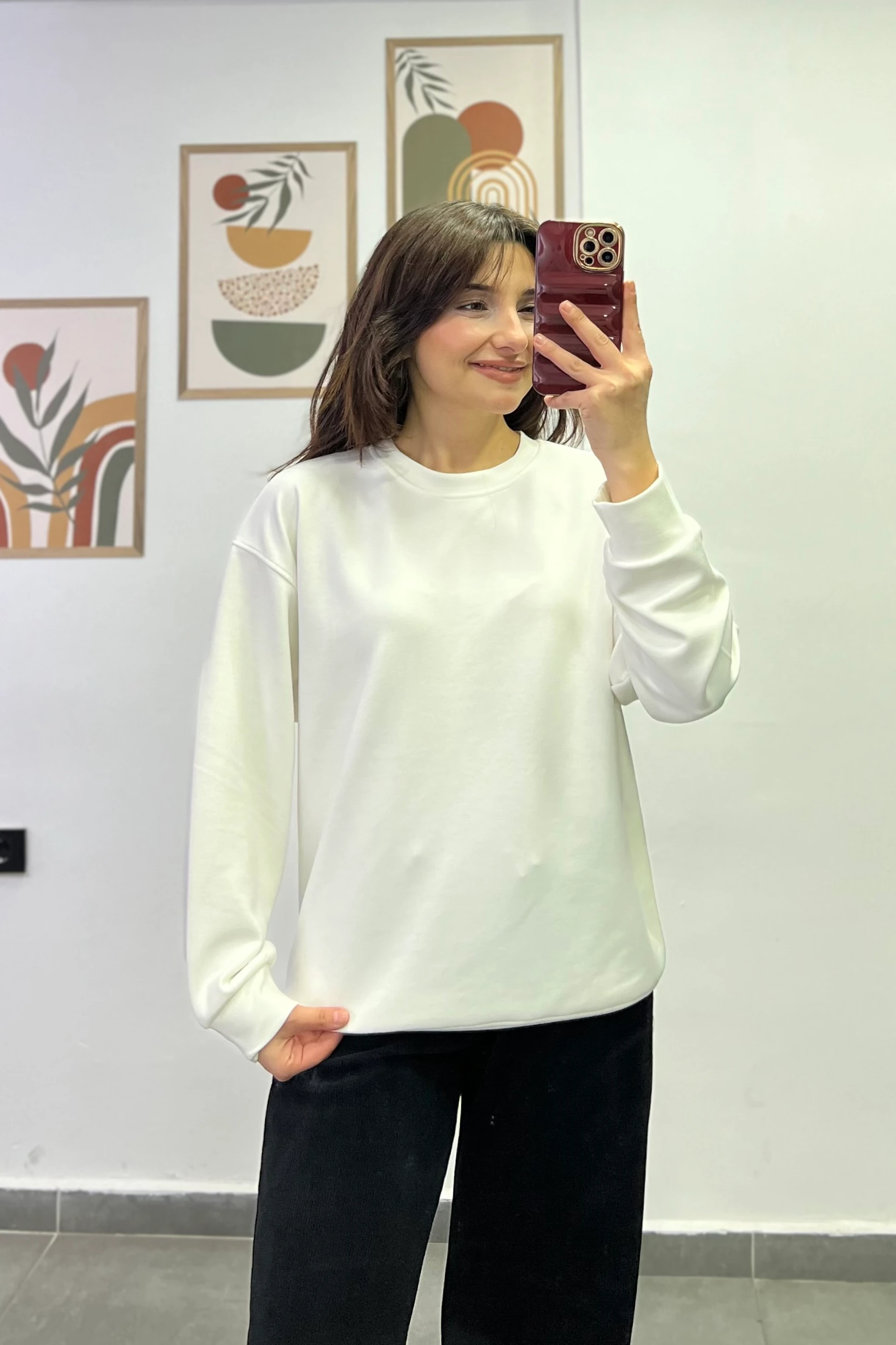 Sotf Touch Düz Basic Sweatshırt - EKRU