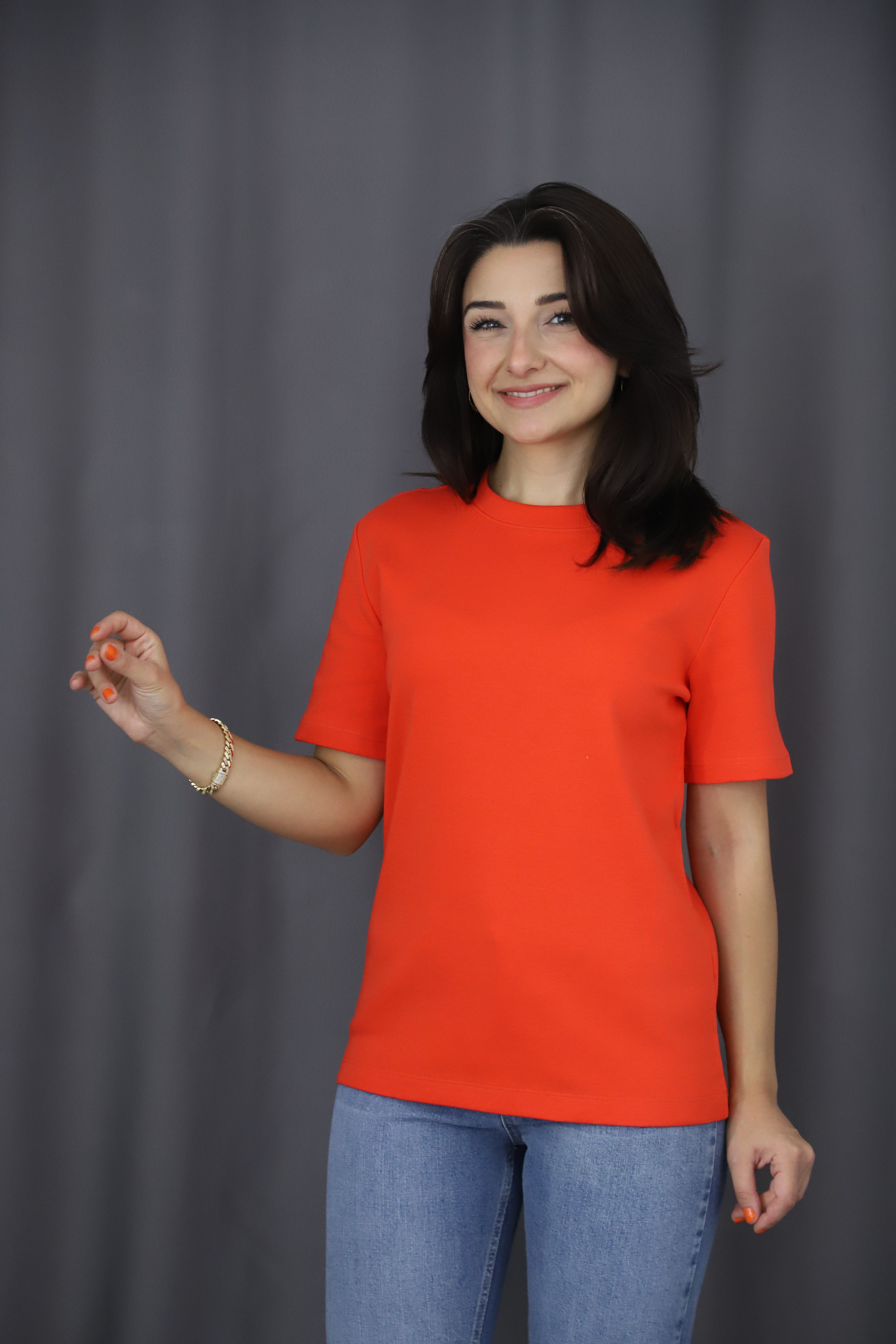 Kısa Kollu Basic Tshirt - TURUNCU