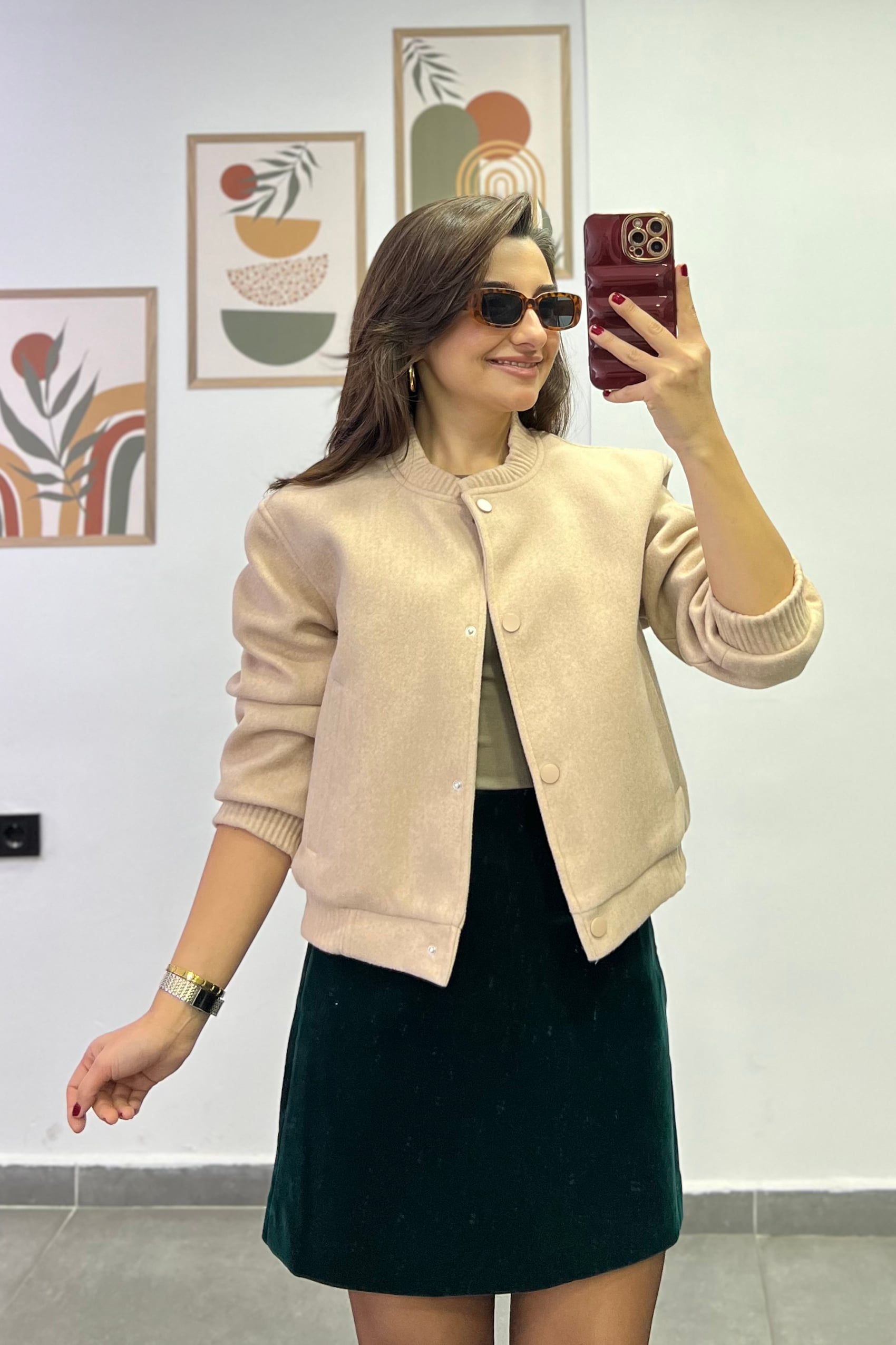 Kaşe Kumaş Bomber Ceket