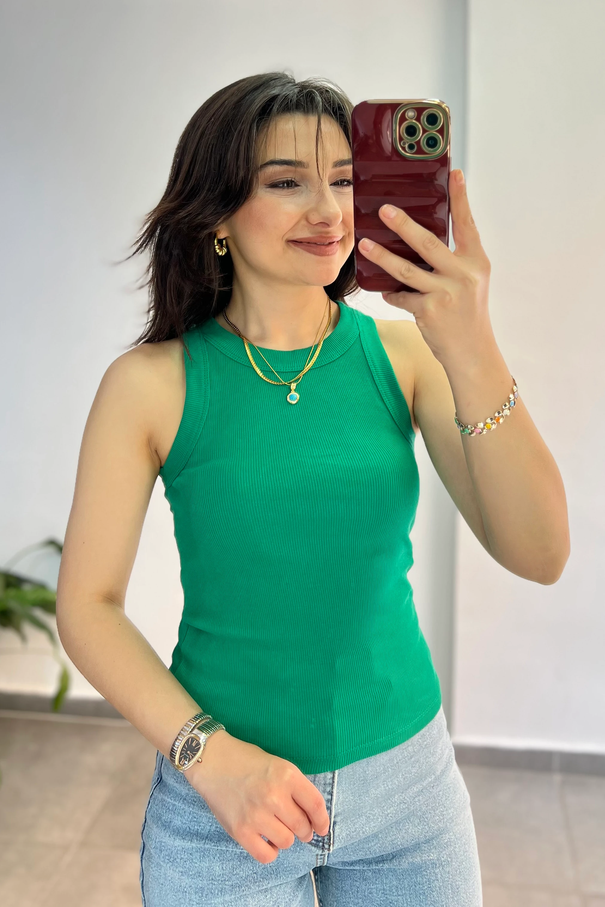 Halter Yaka Fitilli Atlet - YEŞİL