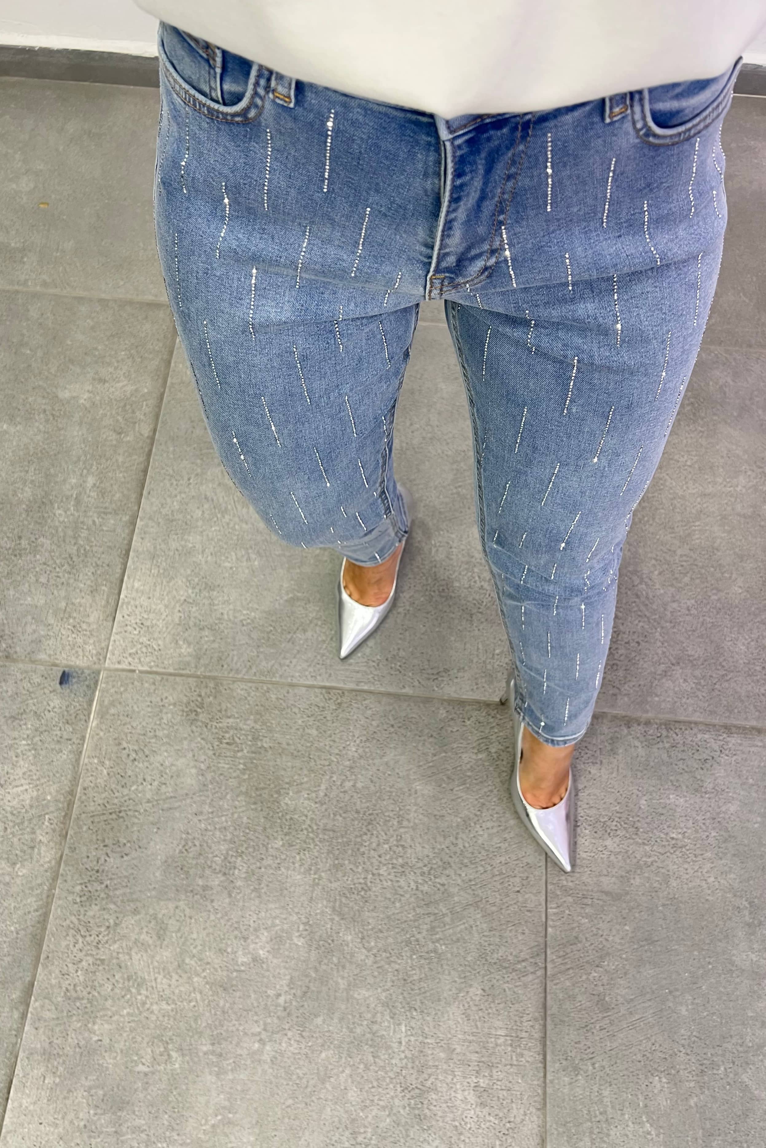 Fırça Çizgi Detaylı Mom Jean