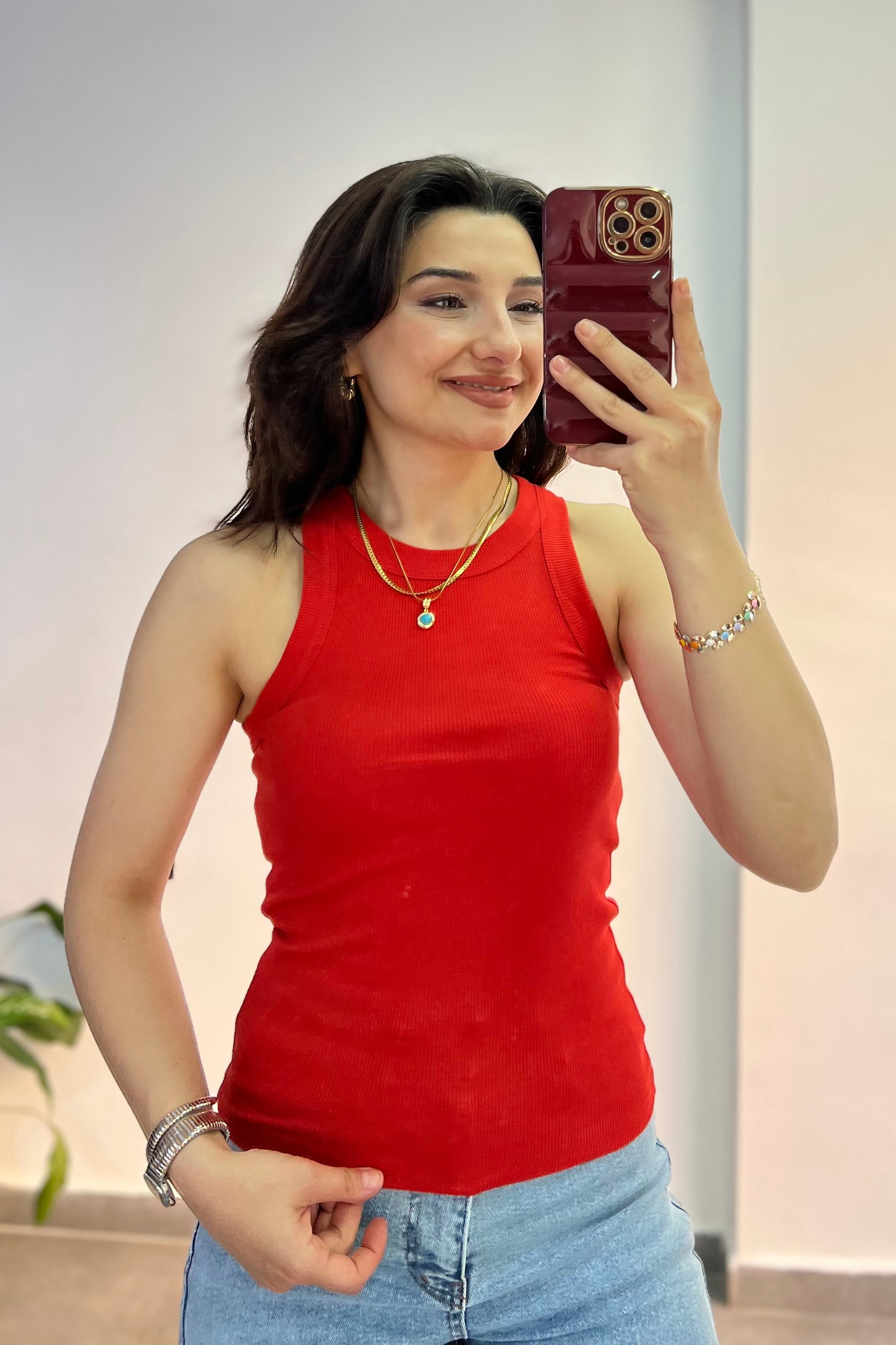 Halter Yaka Fitilli Atlet - TURUNCU