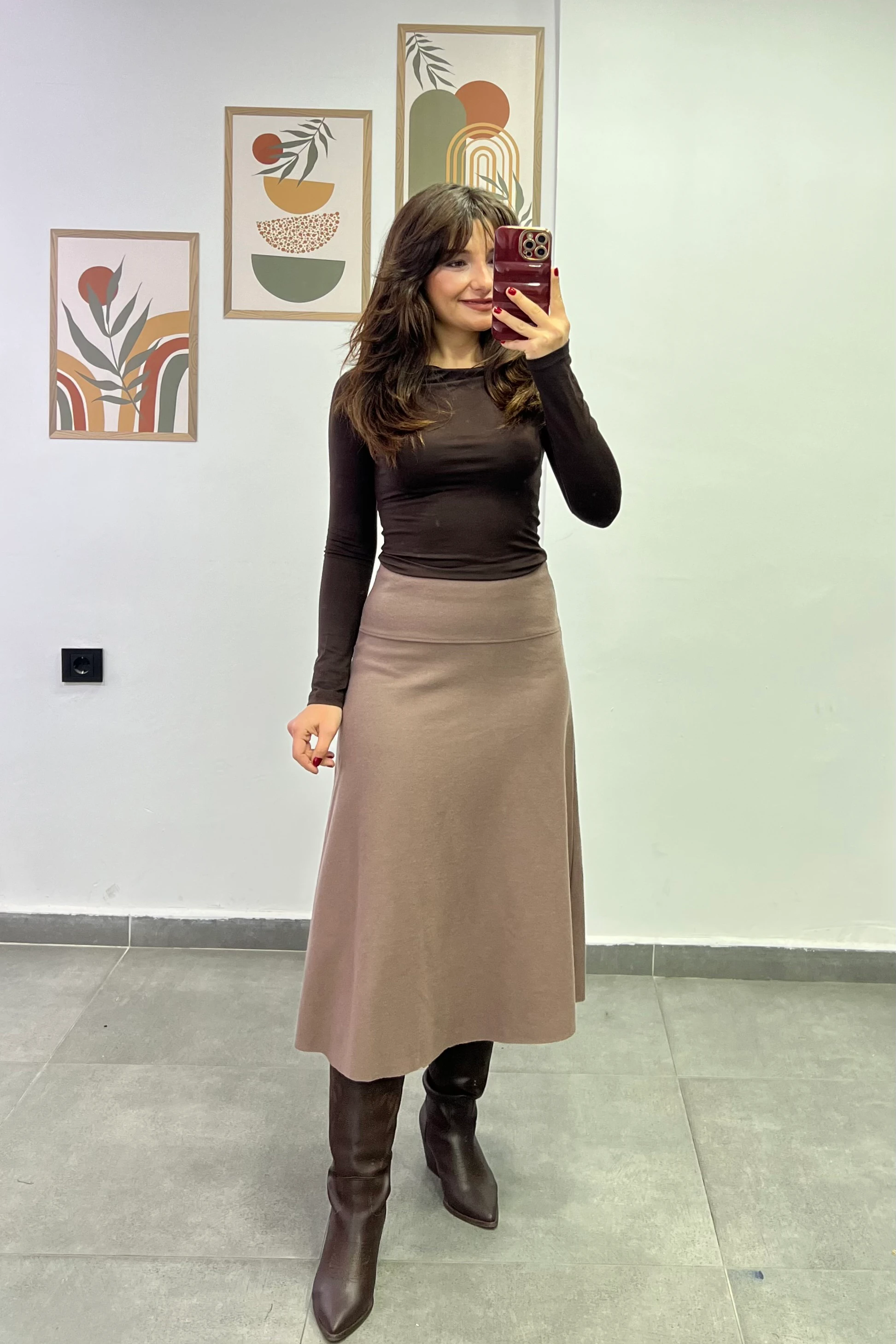 Beli Kalın Korsaj Detaylı Etek Ucu Kesik Selanik Kumaş Çan Etek - VIZON