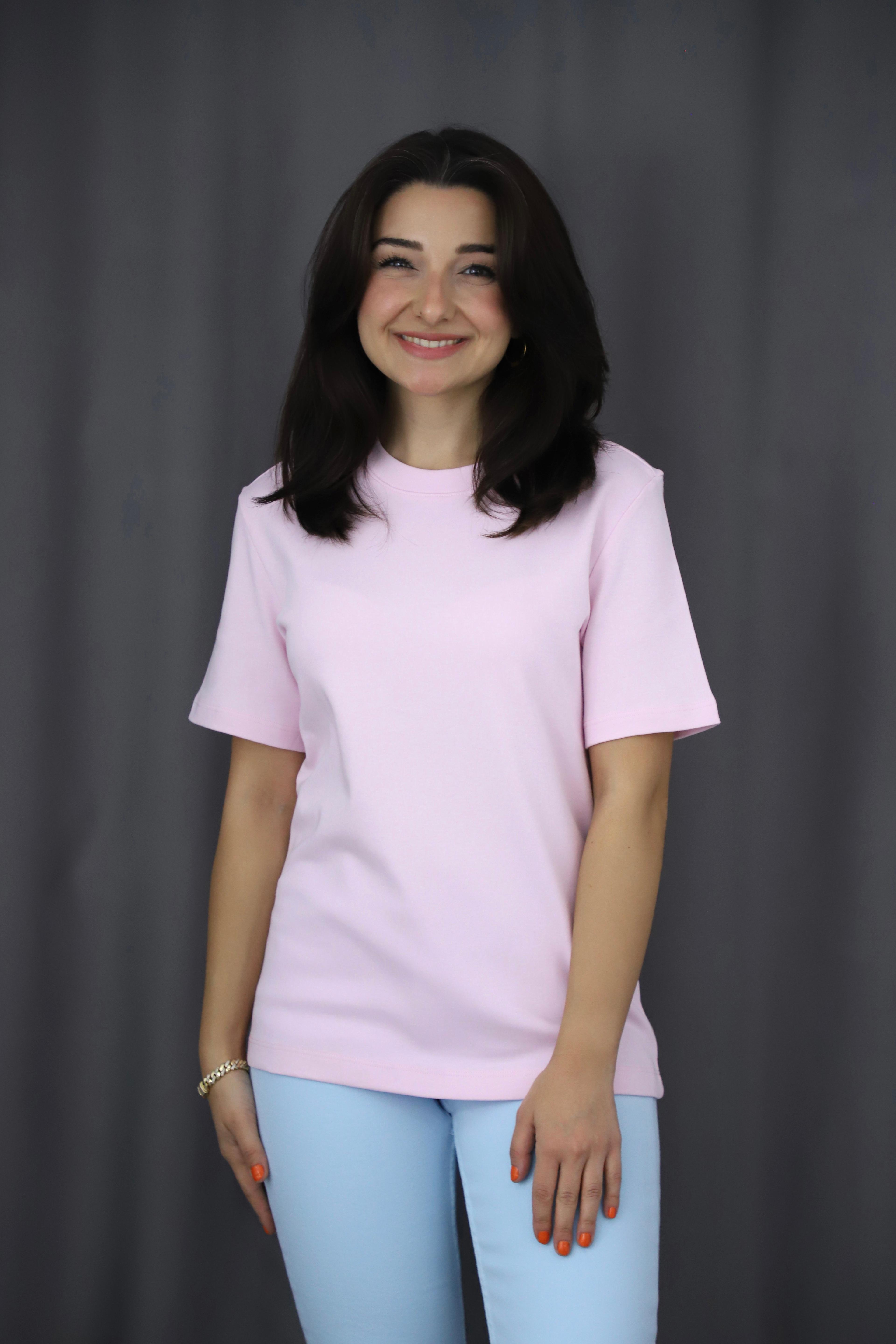 Kısa Kollu Basic Tshirt - PEMBE