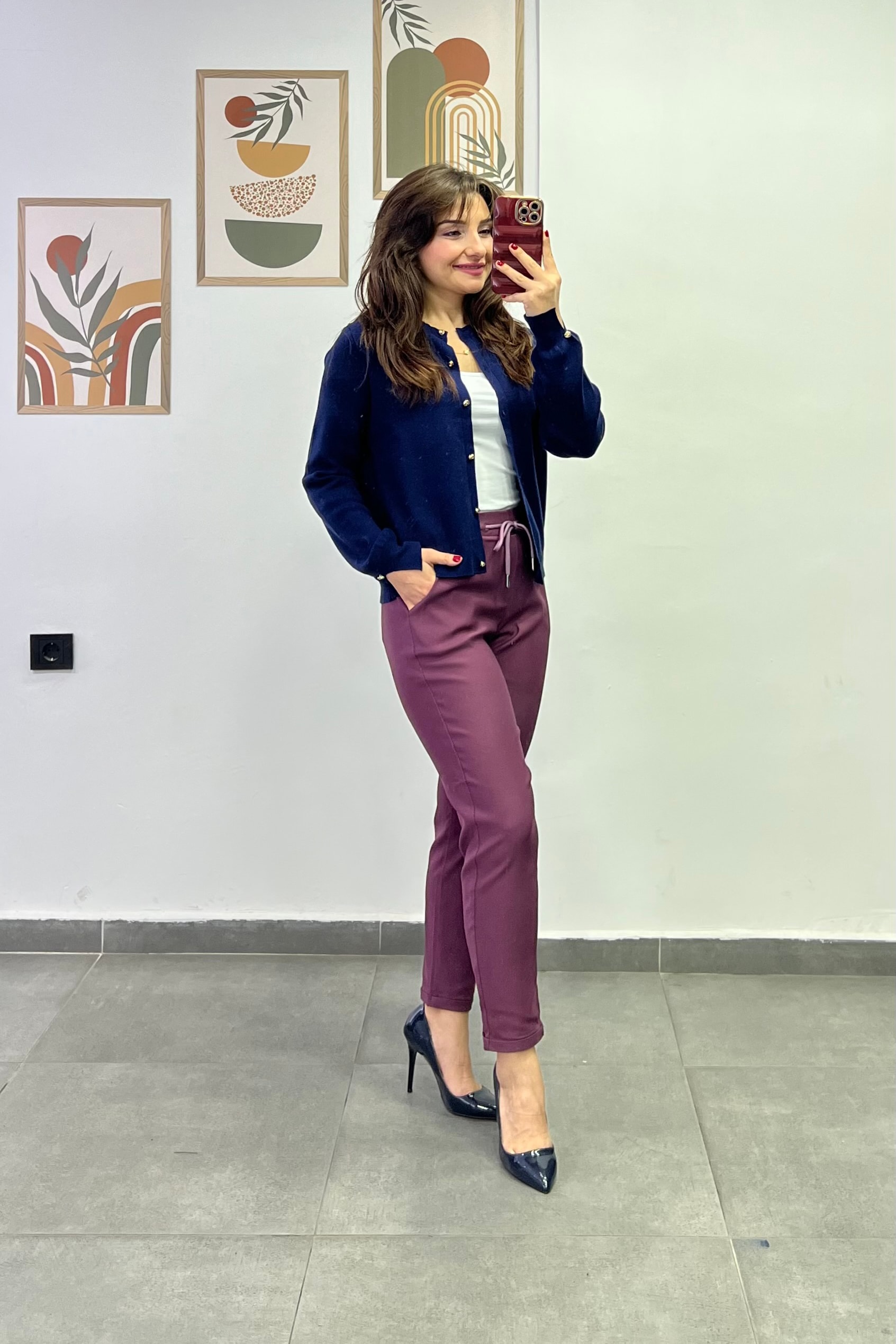 Beli Lastikli Duble Paça Cep Detaylı Pantolon - GUL KURUSU