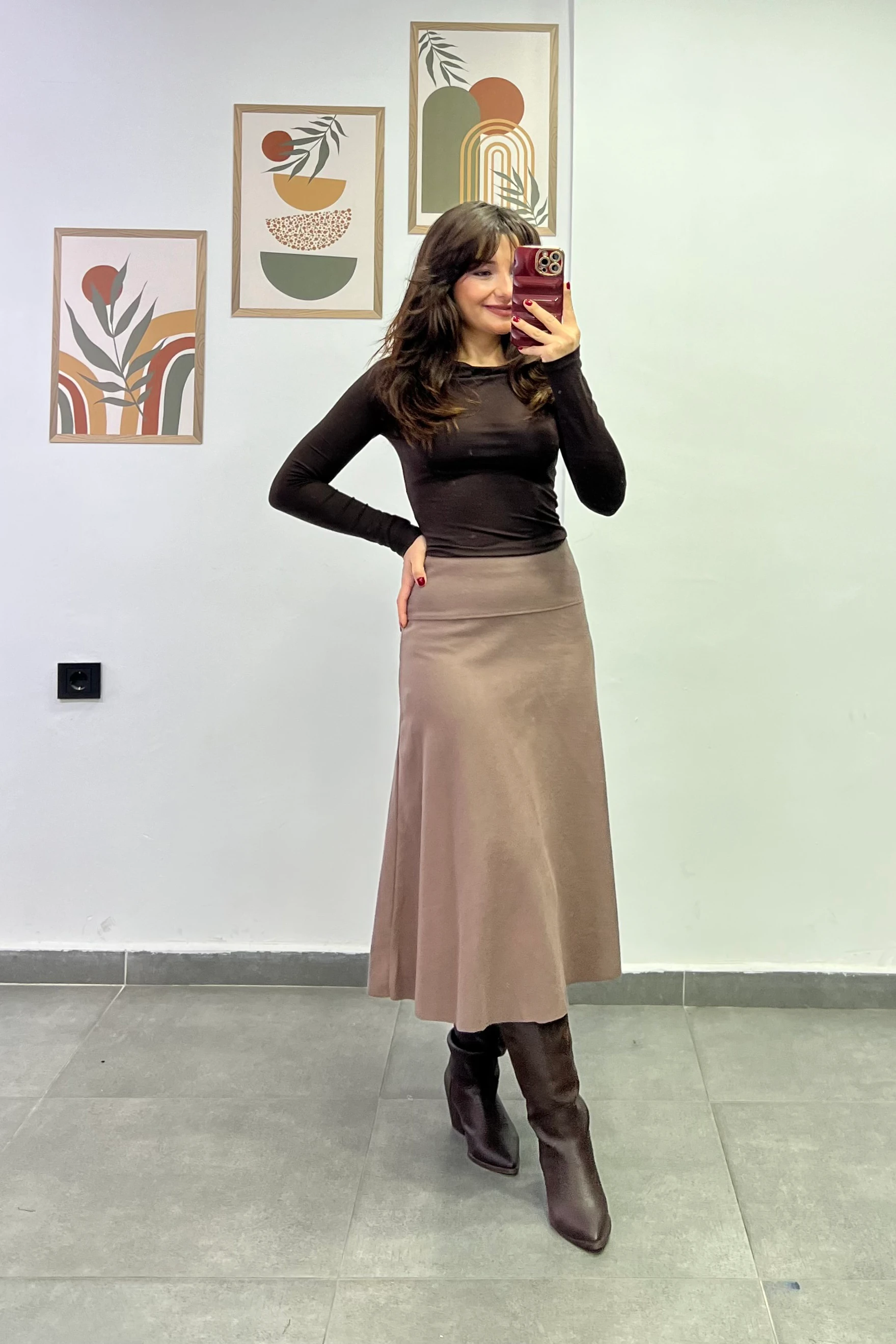 Beli Kalın Korsaj Detaylı Etek Ucu Kesik Selanik Kumaş Çan Etek - VIZON