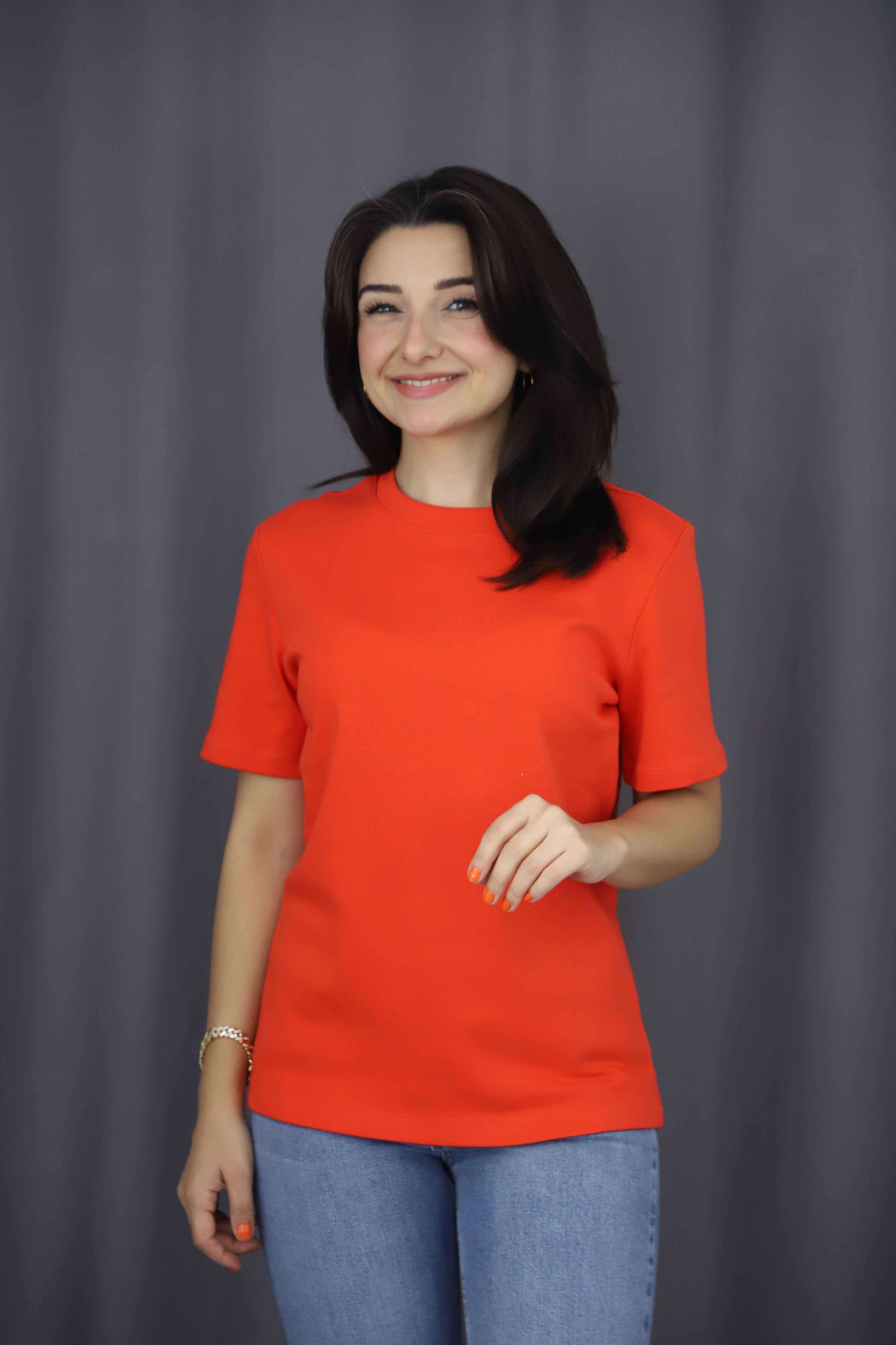 Kısa Kollu Basic Tshirt - TURUNCU