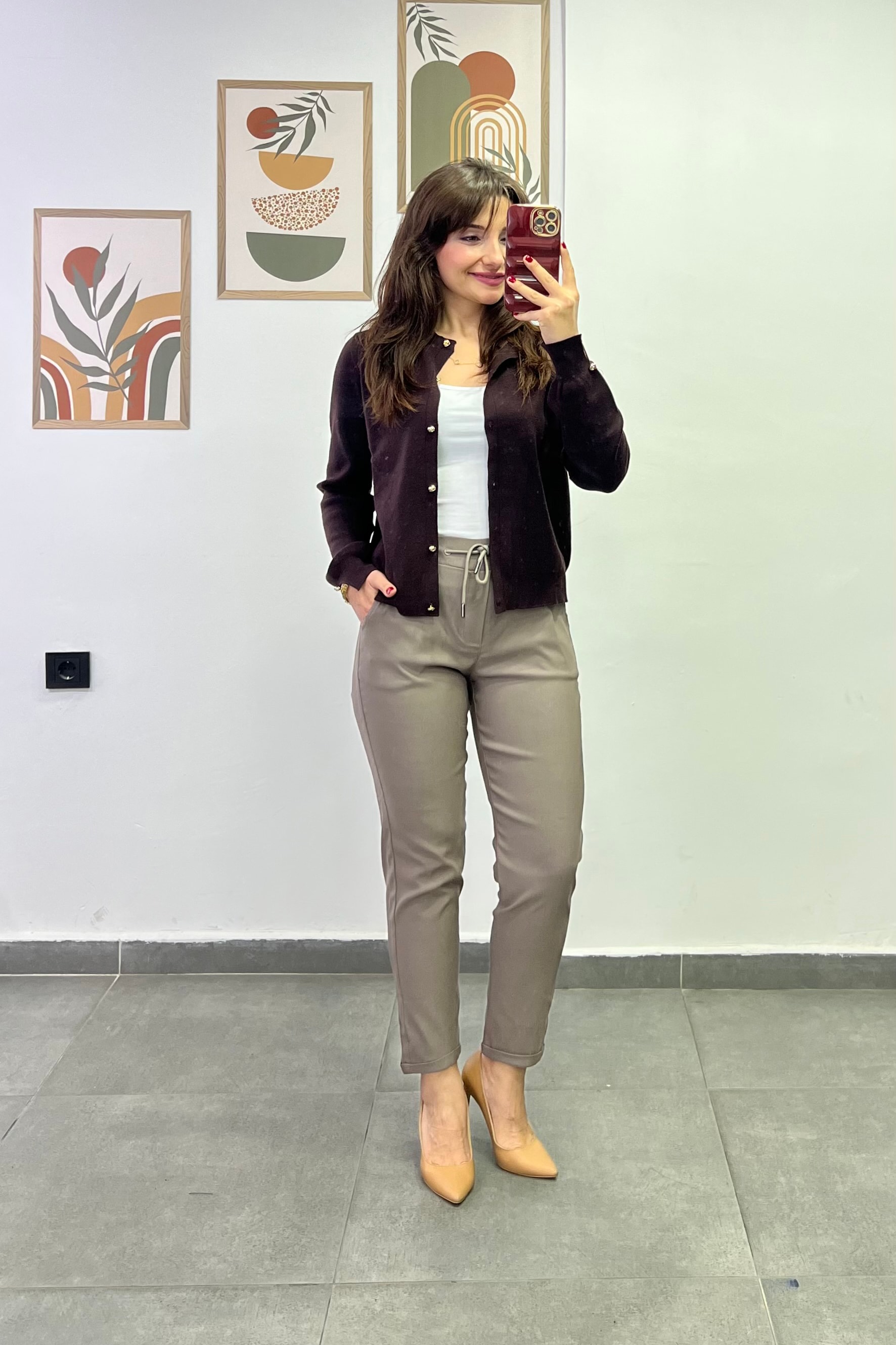 Beli Lastikli Duble Paça Cep Detaylı Pantolon - VIZON