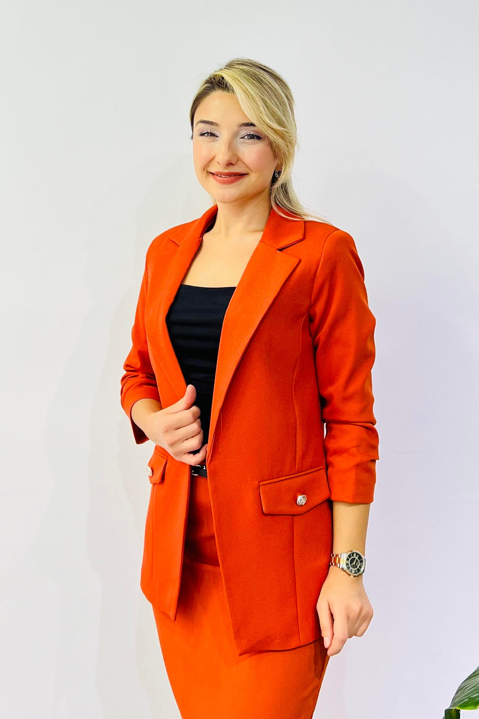 Kolları Drapeli Model Cep Blazer Ceket