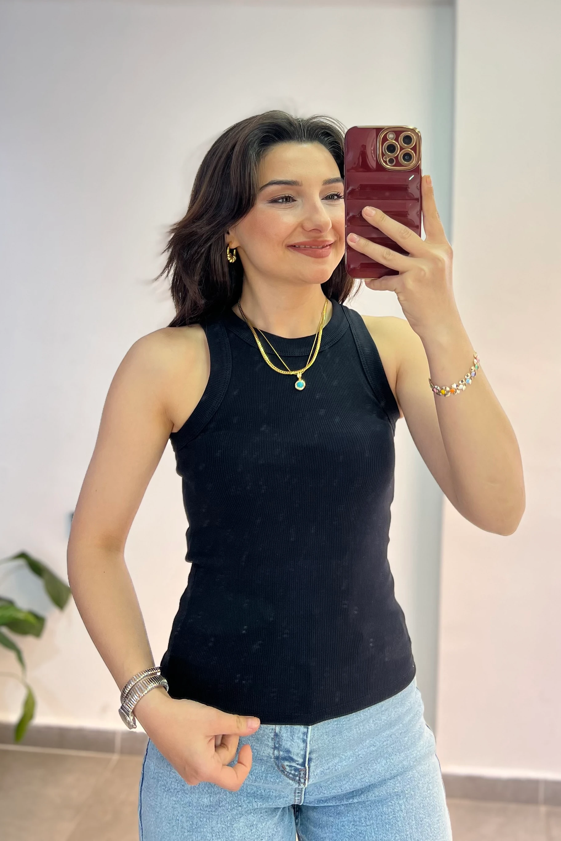 Halter Yaka Fitilli Atlet - Siyah