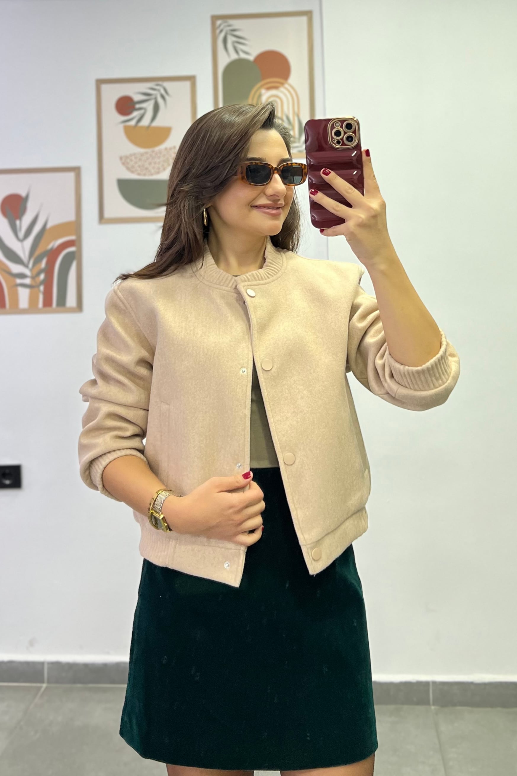 Kaşe Kumaş Bomber Ceket