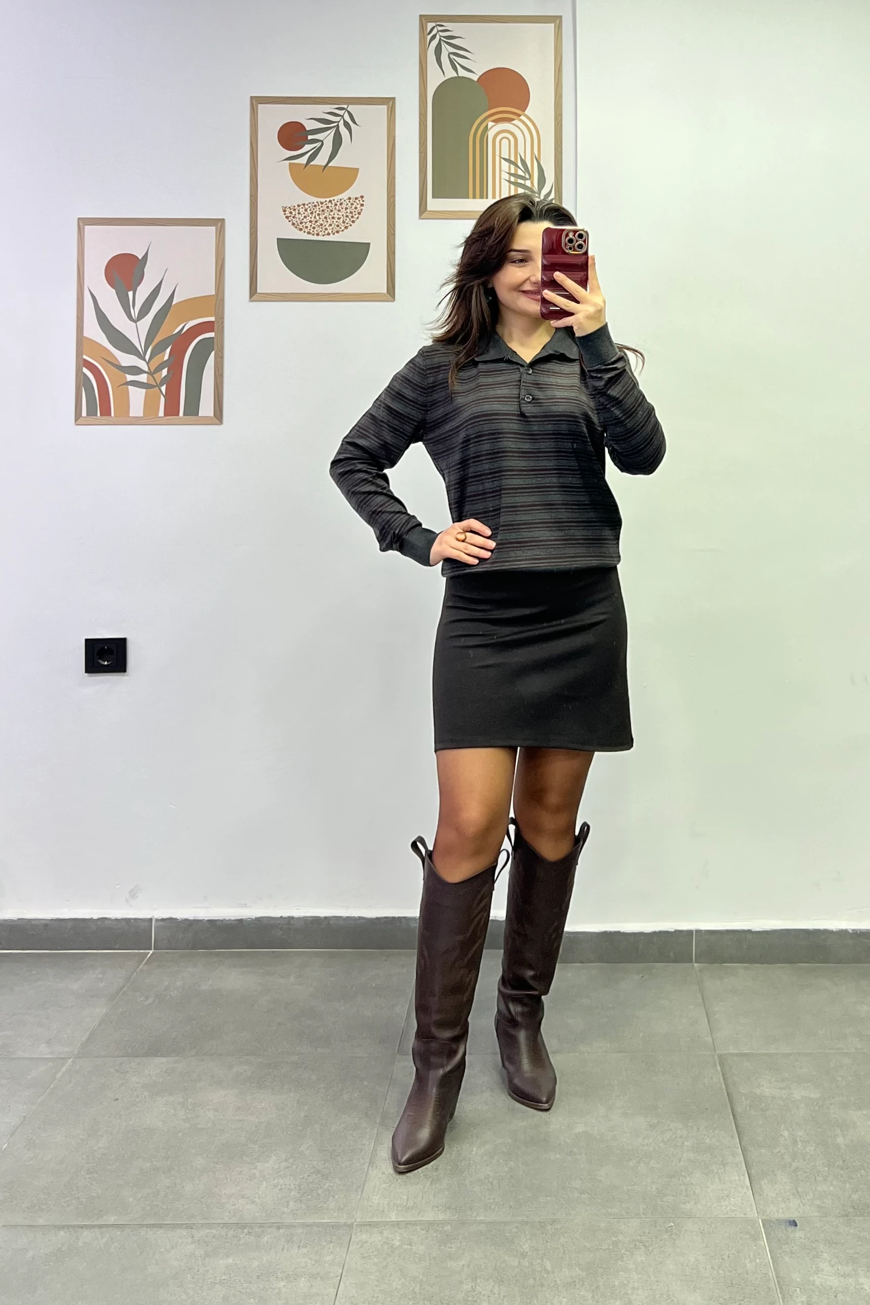 Beli Kalın Korsajlı Çelik Örme Çan Etek - KAHVERENGİ