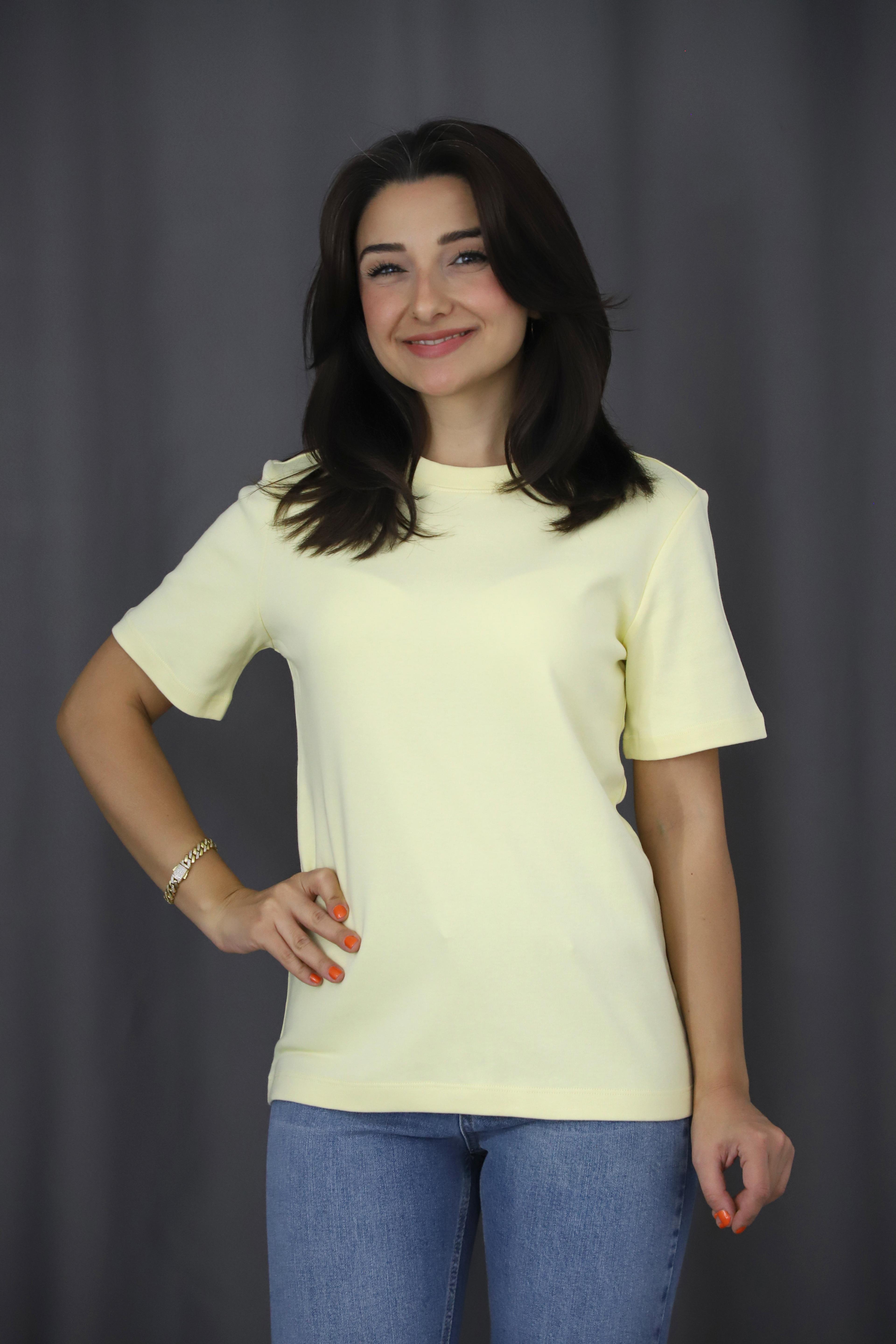 Kısa Kollu Basic Tshirt - SARI