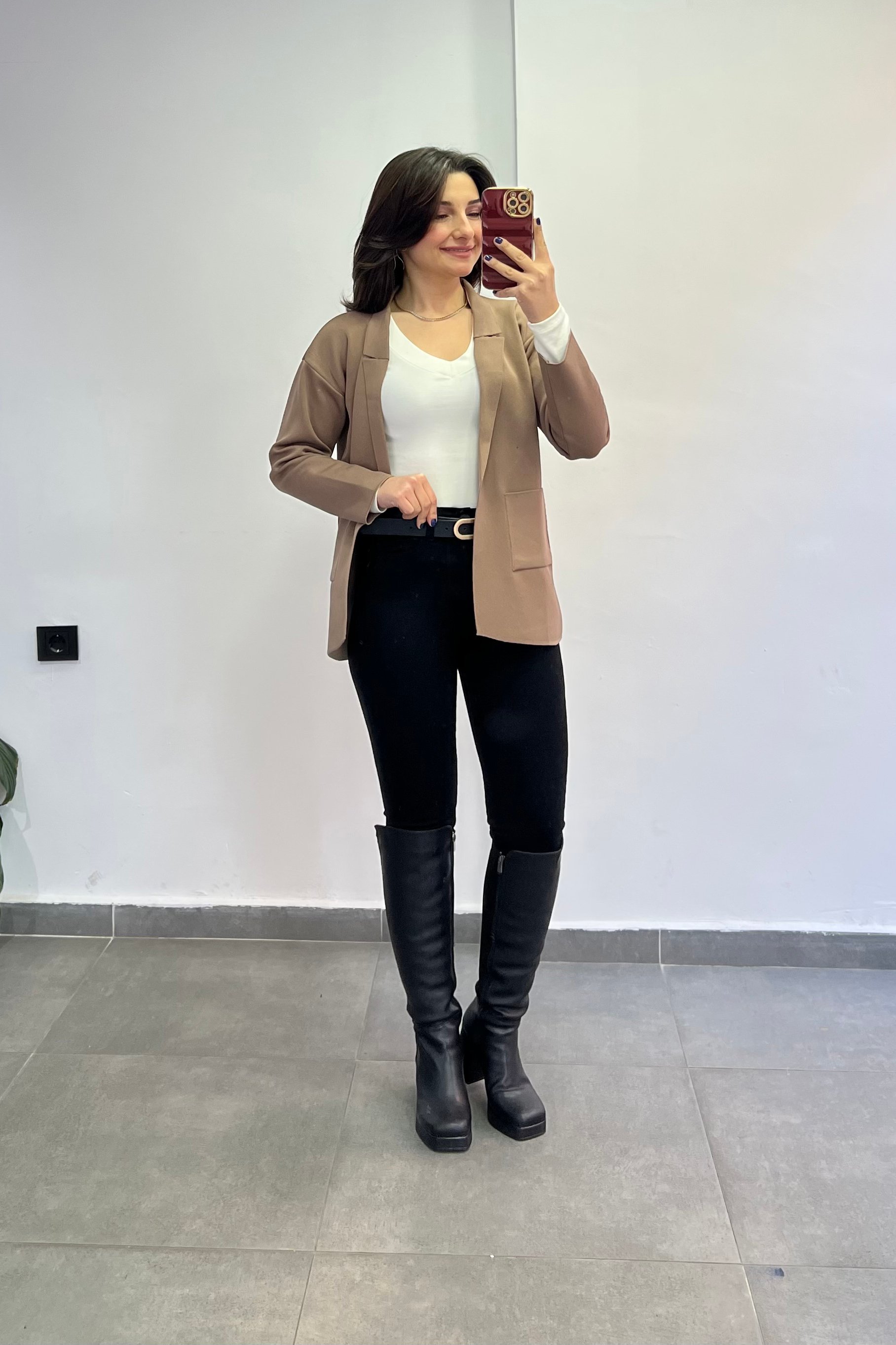 Gömlek Yaka Yanları Cepli Çelik Triko Hırka - VIZON