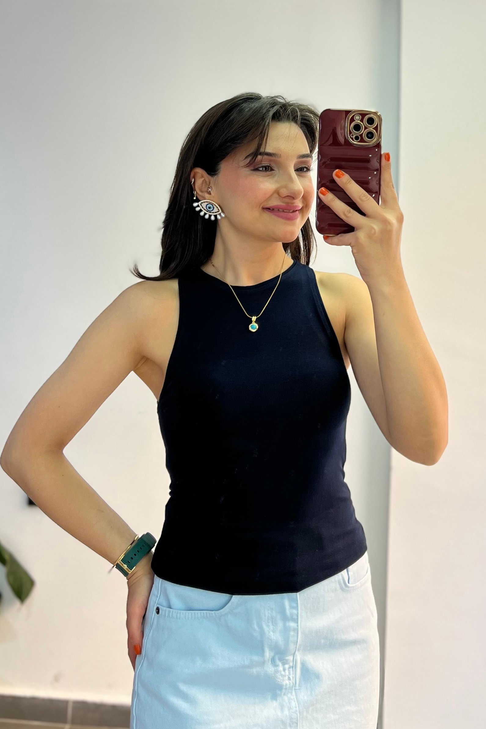Bisiklet Yaka Halter Kol Modal Atlet