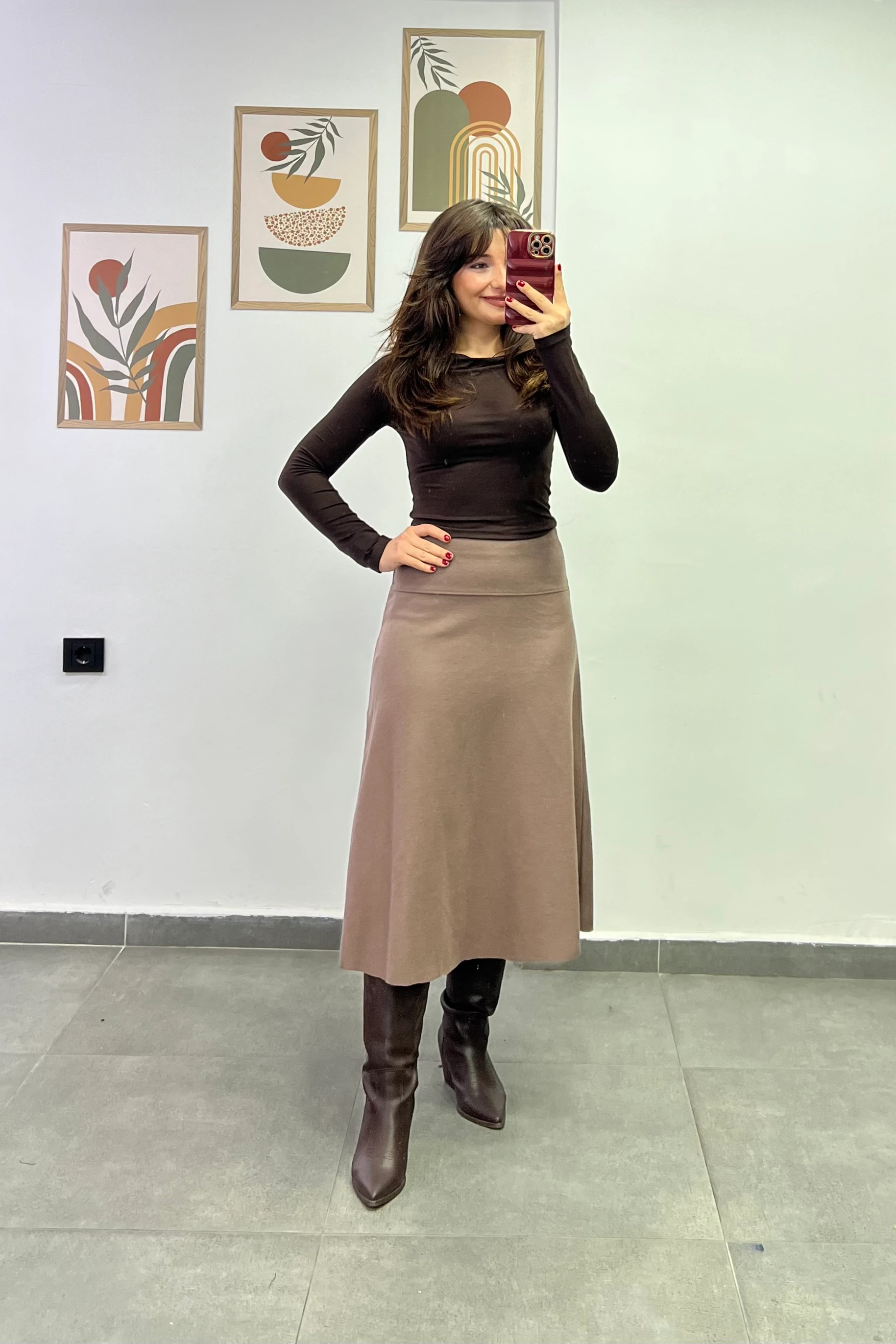 Beli Kalın Korsaj Detaylı Etek Ucu Kesik Selanik Kumaş Çan Etek - VIZON