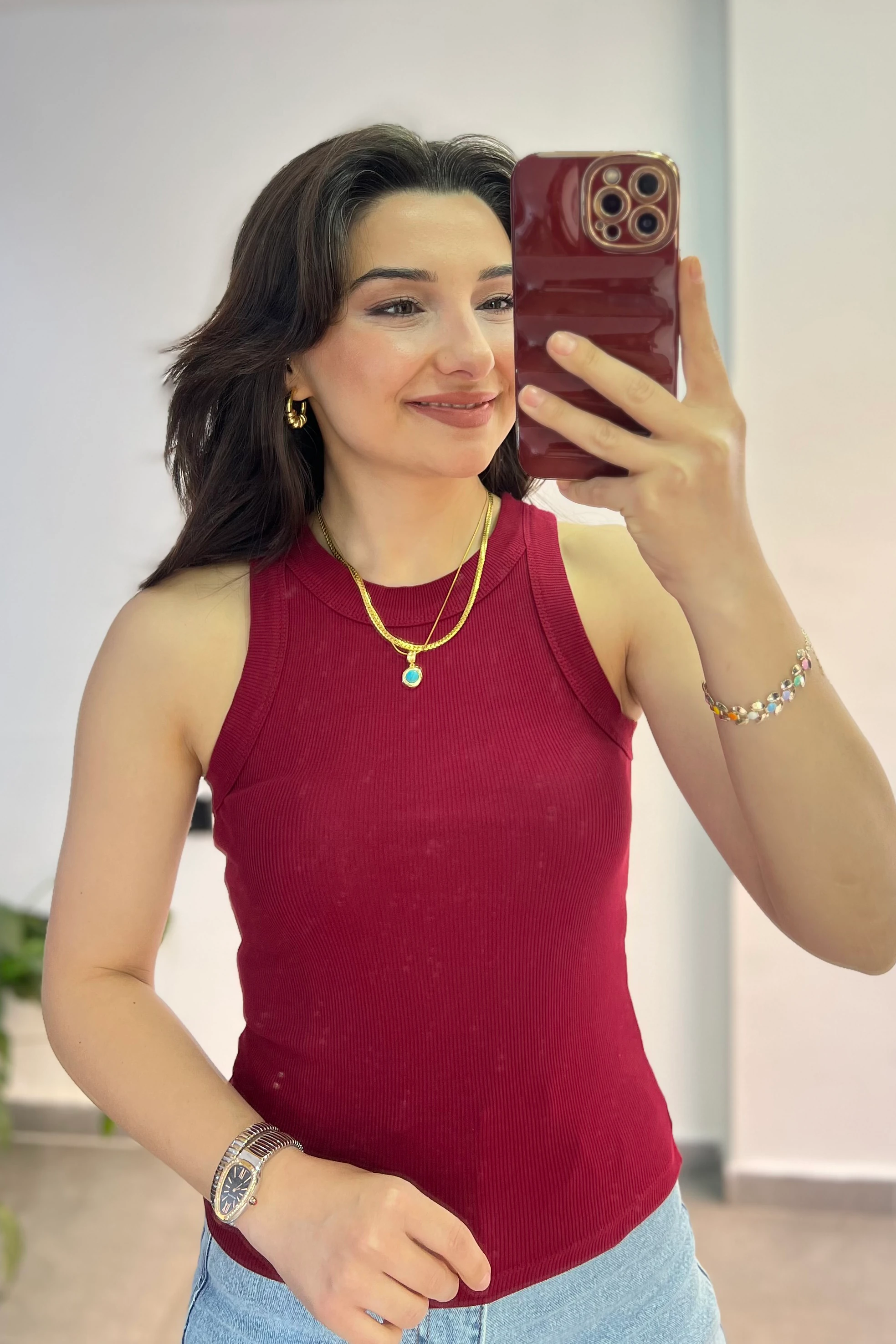 Halter Yaka Fitilli Atlet - BORDO