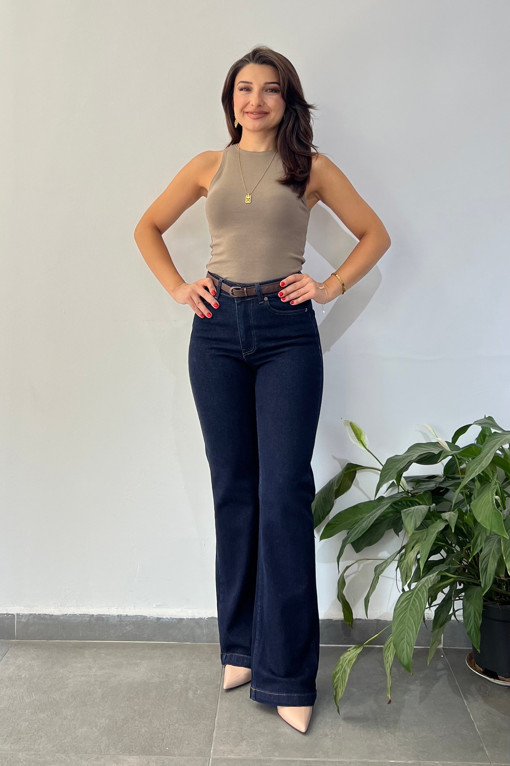 Relaks Fit Dikiş Detaylı Kot Pantolon - SLAPLI LACIVERT