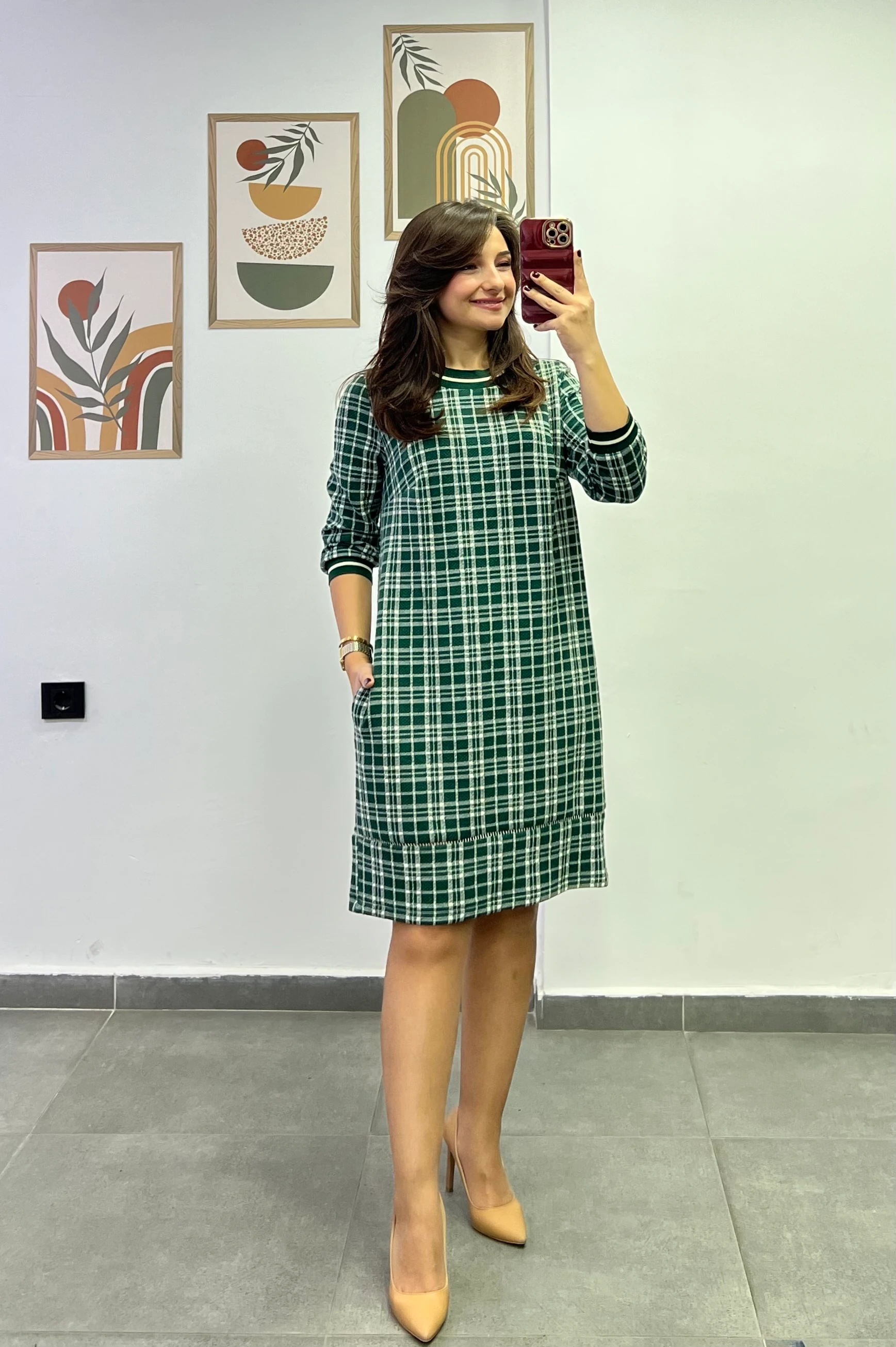 Yakası Ve Kolları Lastik Biyeli Cepli Etek Ucu Detaylı Triko Elbise