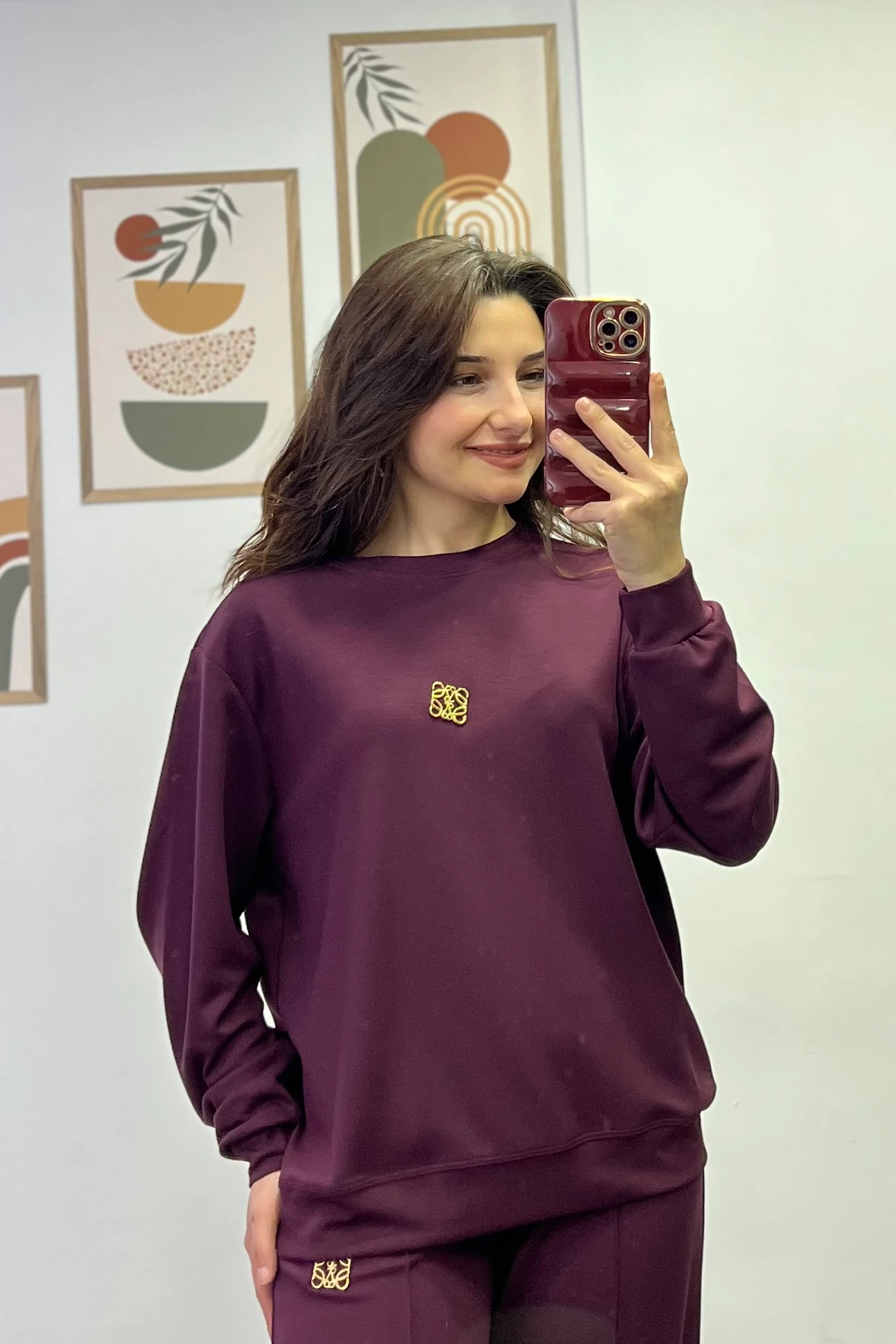 Önü Gold Aksesuar Detaylı Beli Lastikli Takım - MÜRDÜM