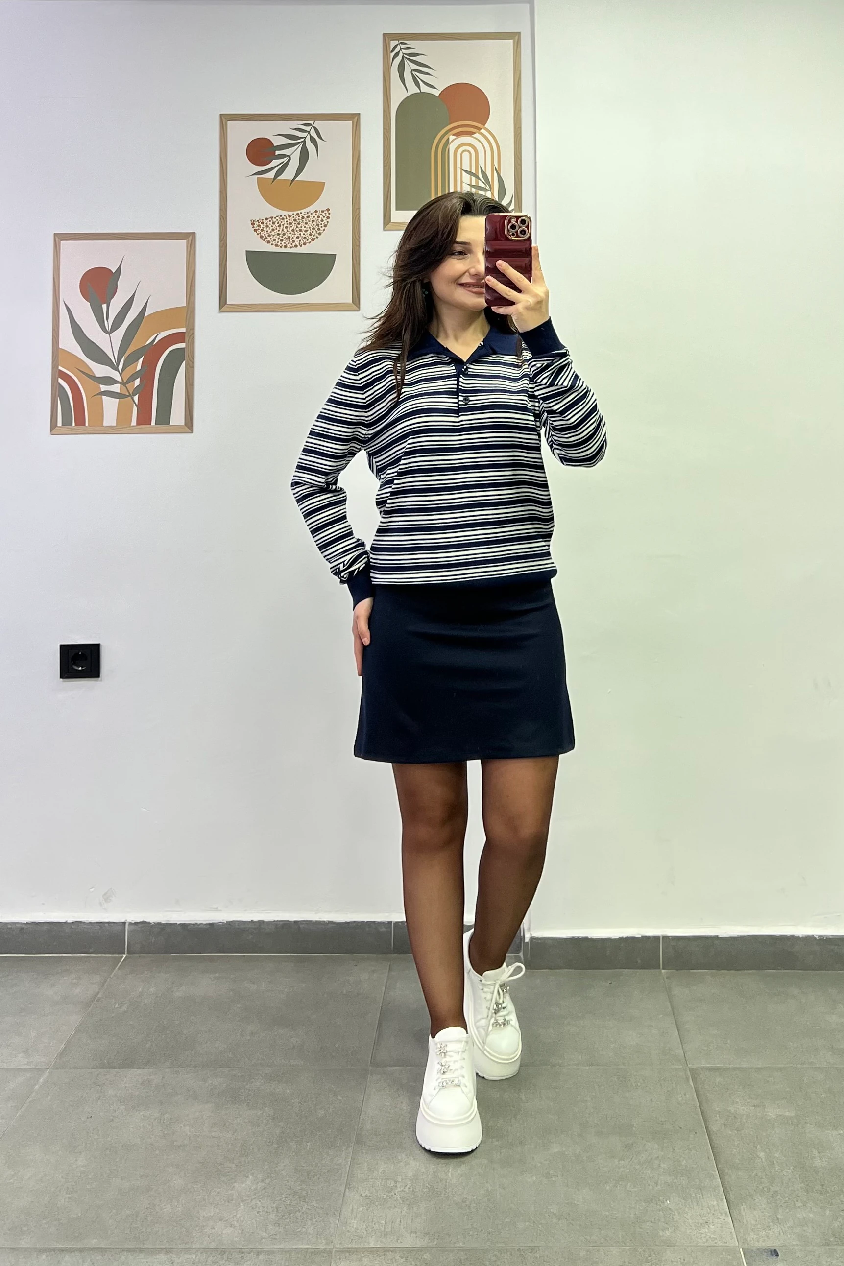 Beli Kalın Korsajlı Çelik Örme Çan Etek - LACIVERT