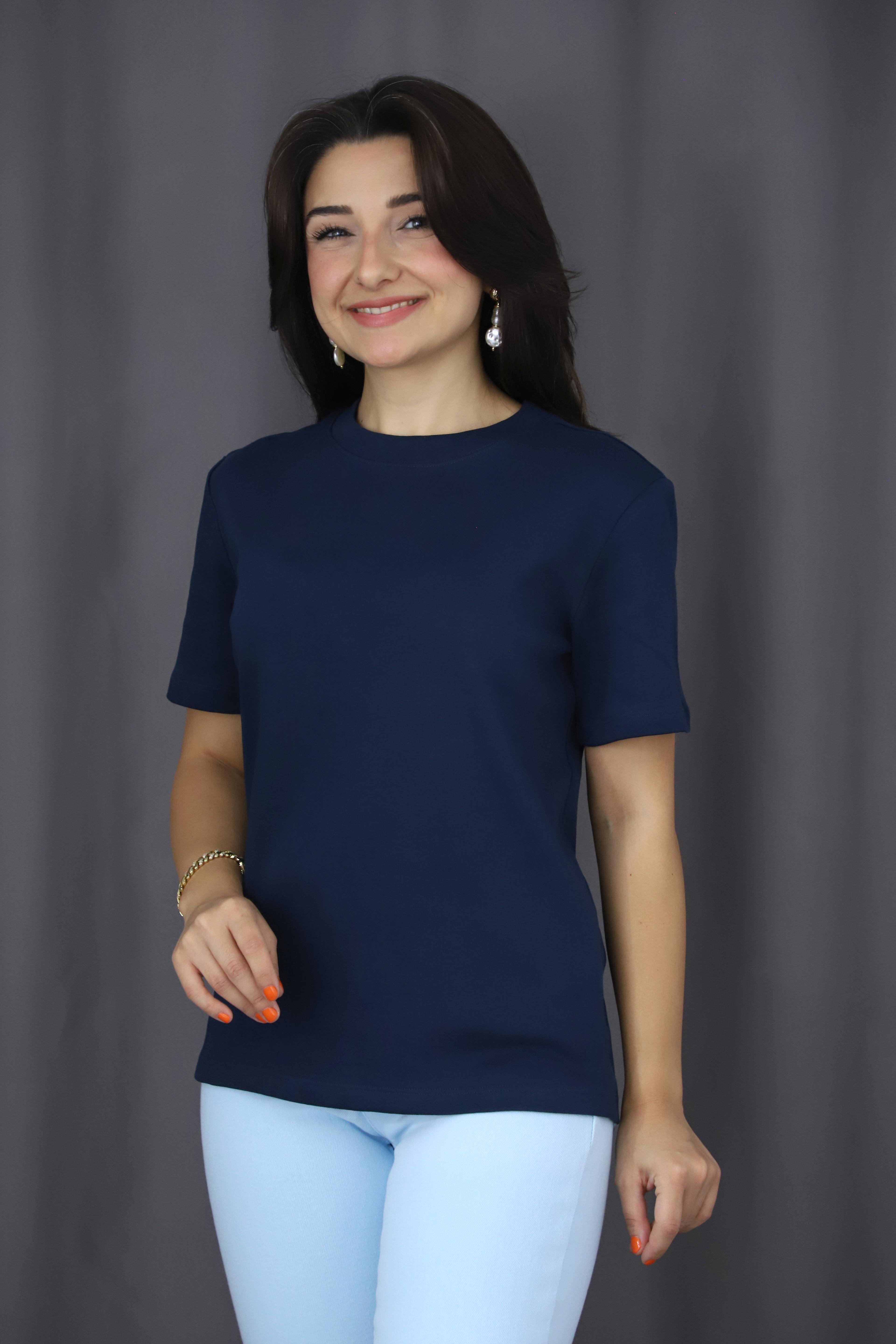 Kısa Kollu Basic Tshirt - LACIVERT