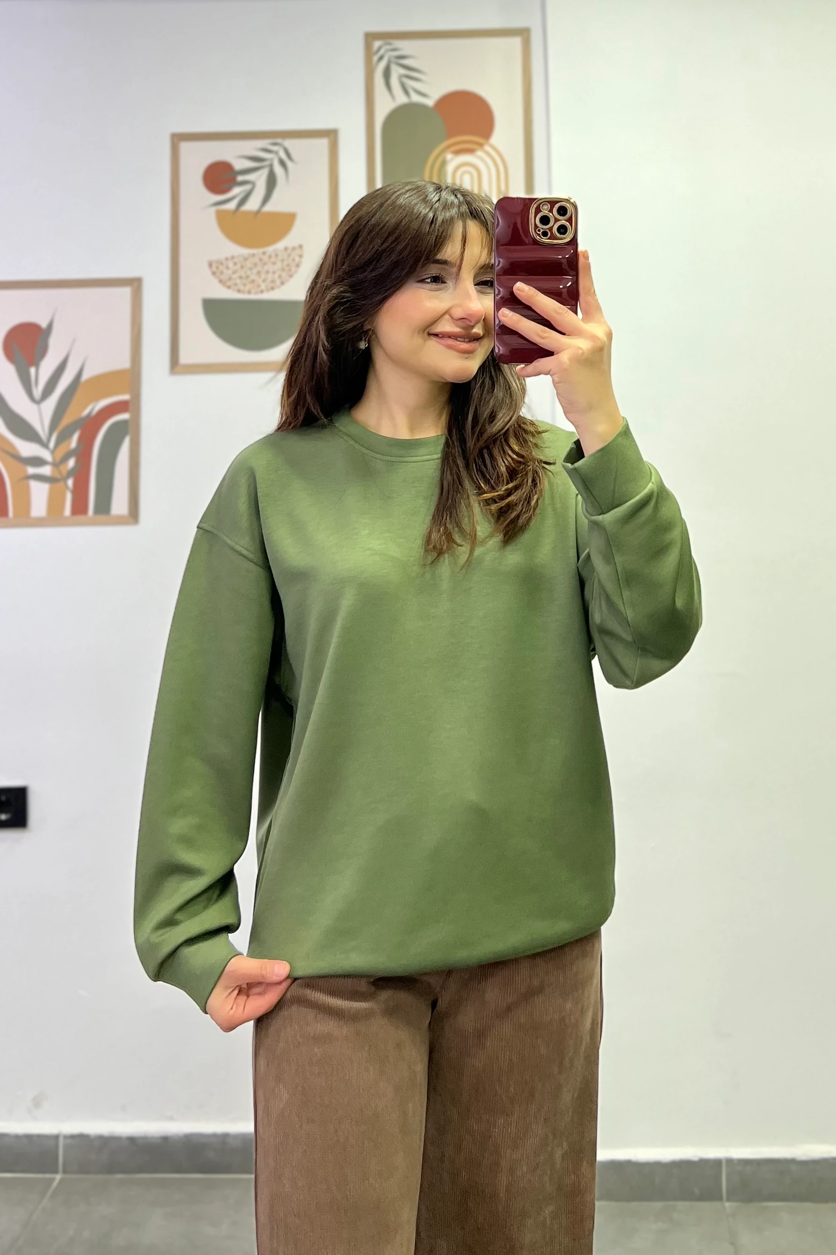 Sotf Touch Düz Basic Sweatshırt - Haki