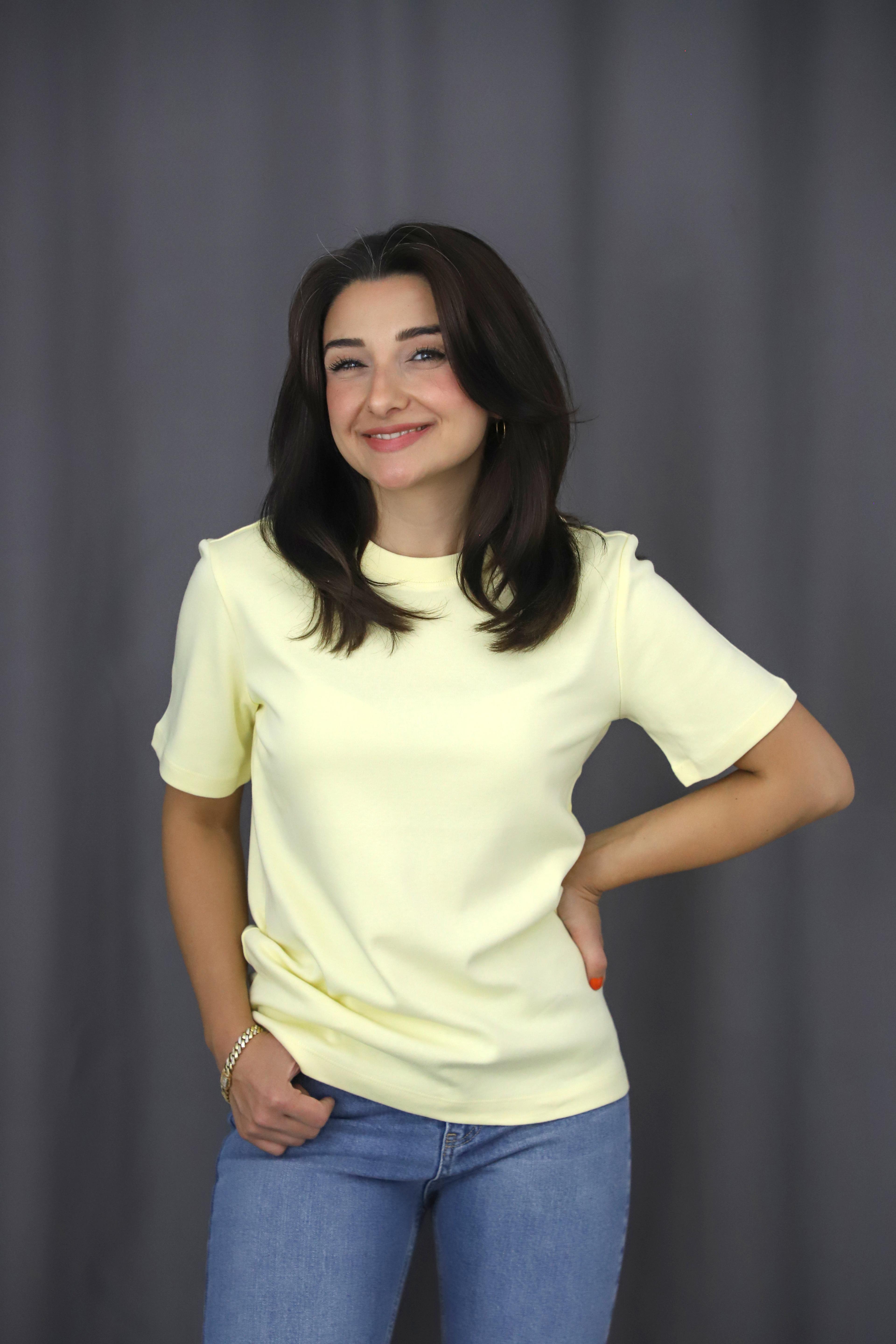 Kısa Kollu Basic Tshirt - SARI