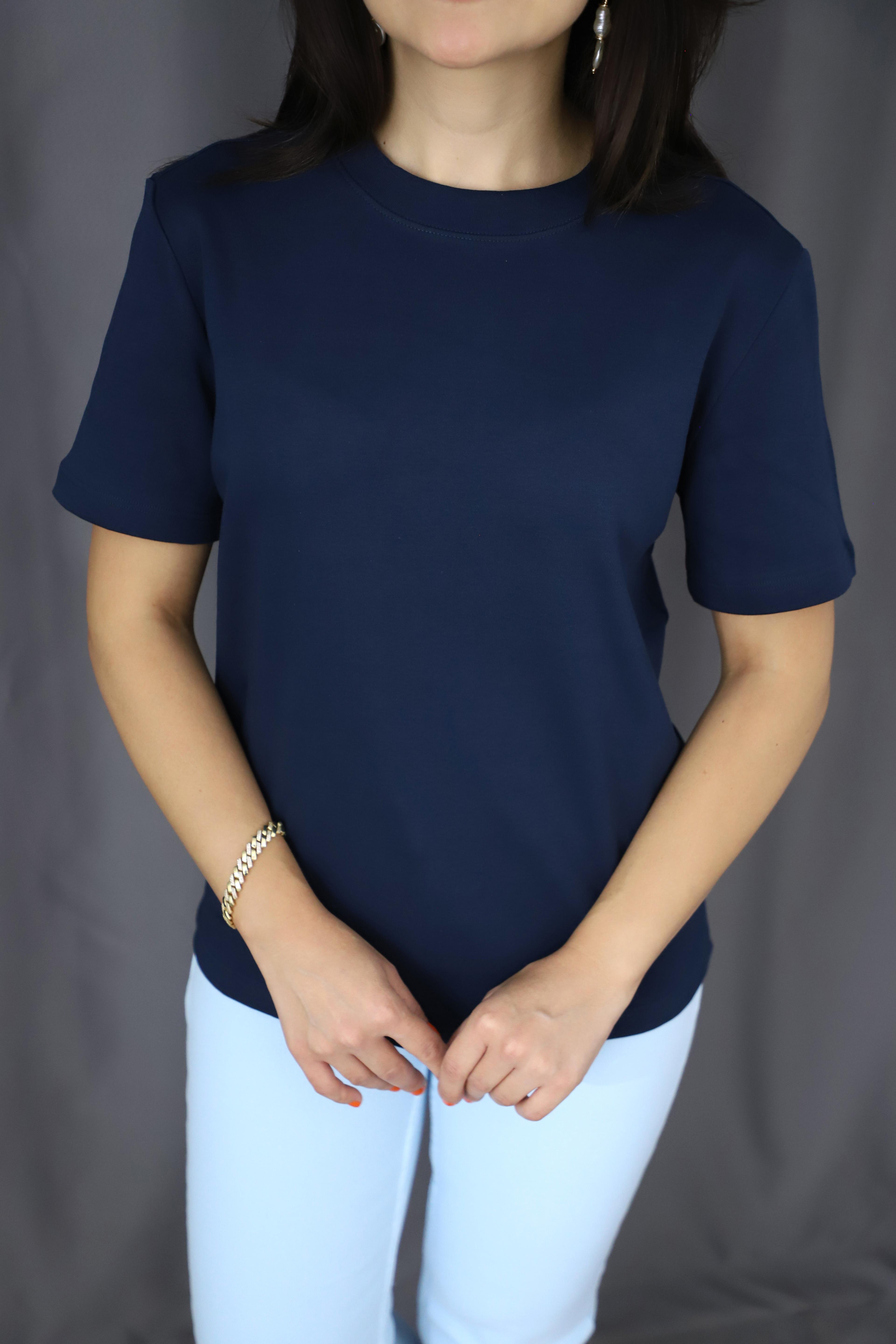 Kısa Kollu Basic Tshirt - LACIVERT