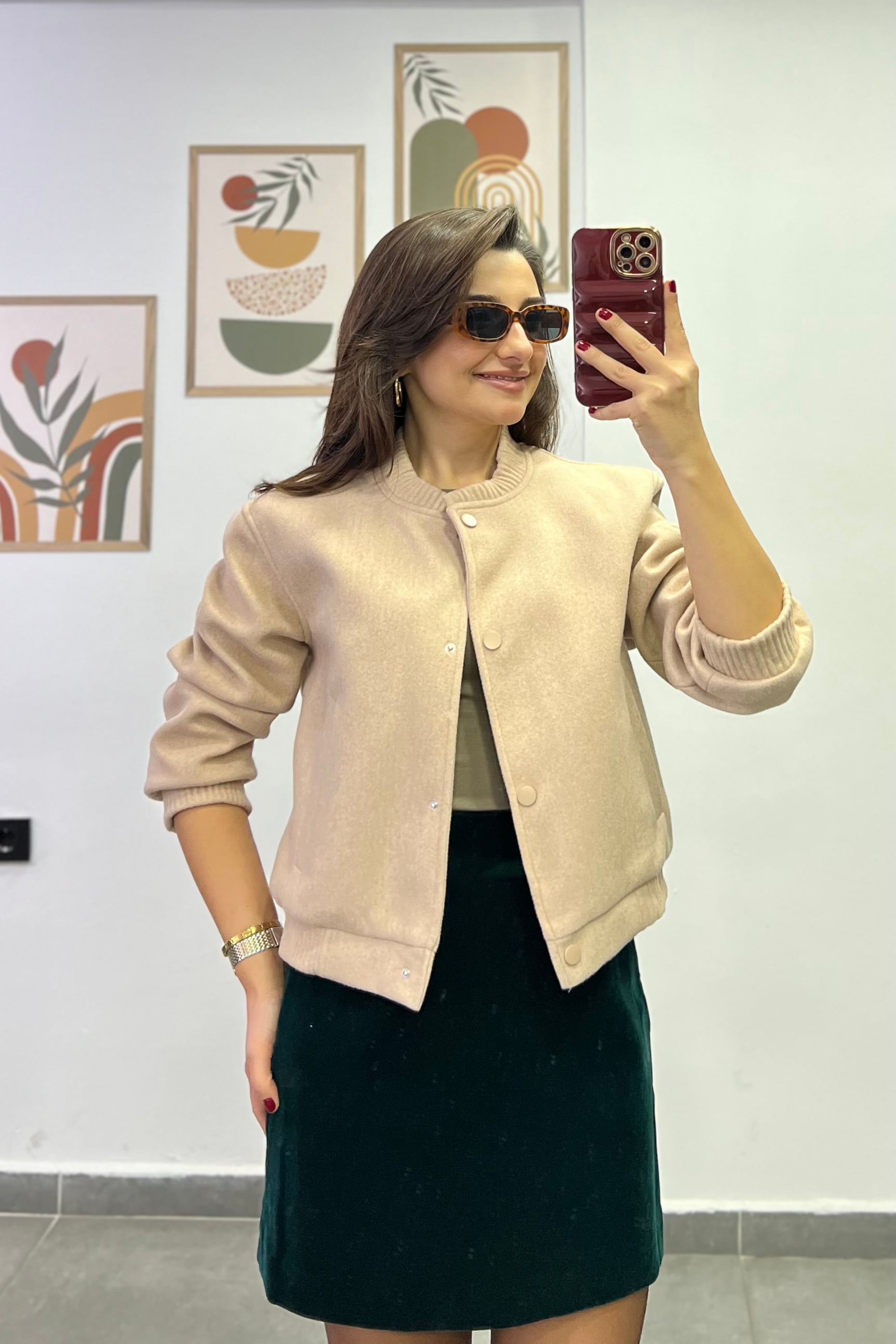 Kaşe Kumaş Bomber Ceket