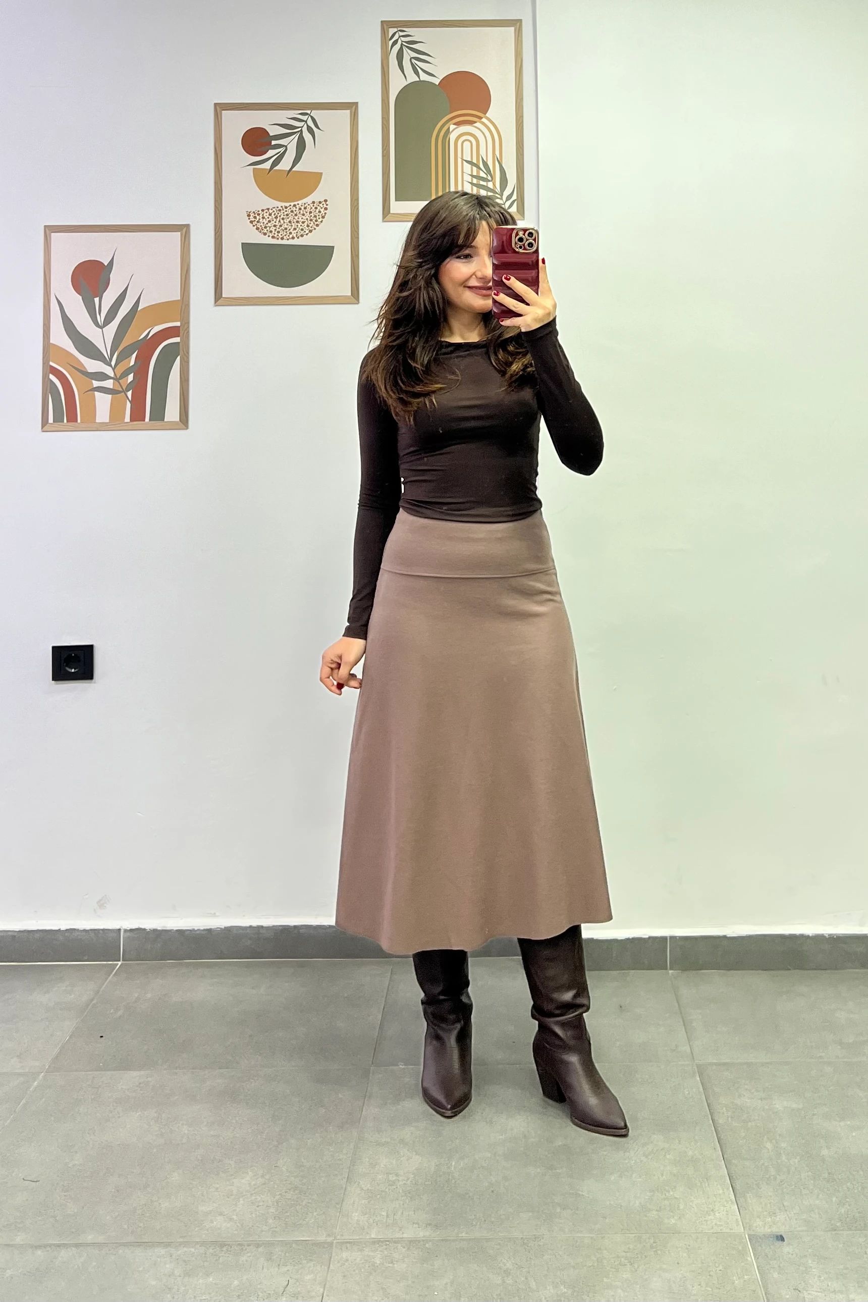 Beli Kalın Korsaj Detaylı Etek Ucu Kesik Selanik Kumaş Çan Etek - VIZON