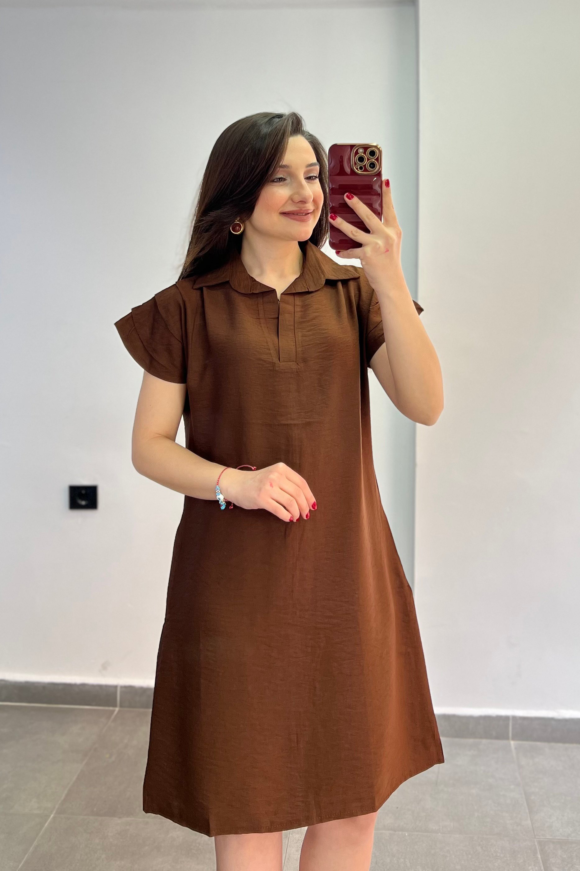 Kolları Drape Detaylı Elbise