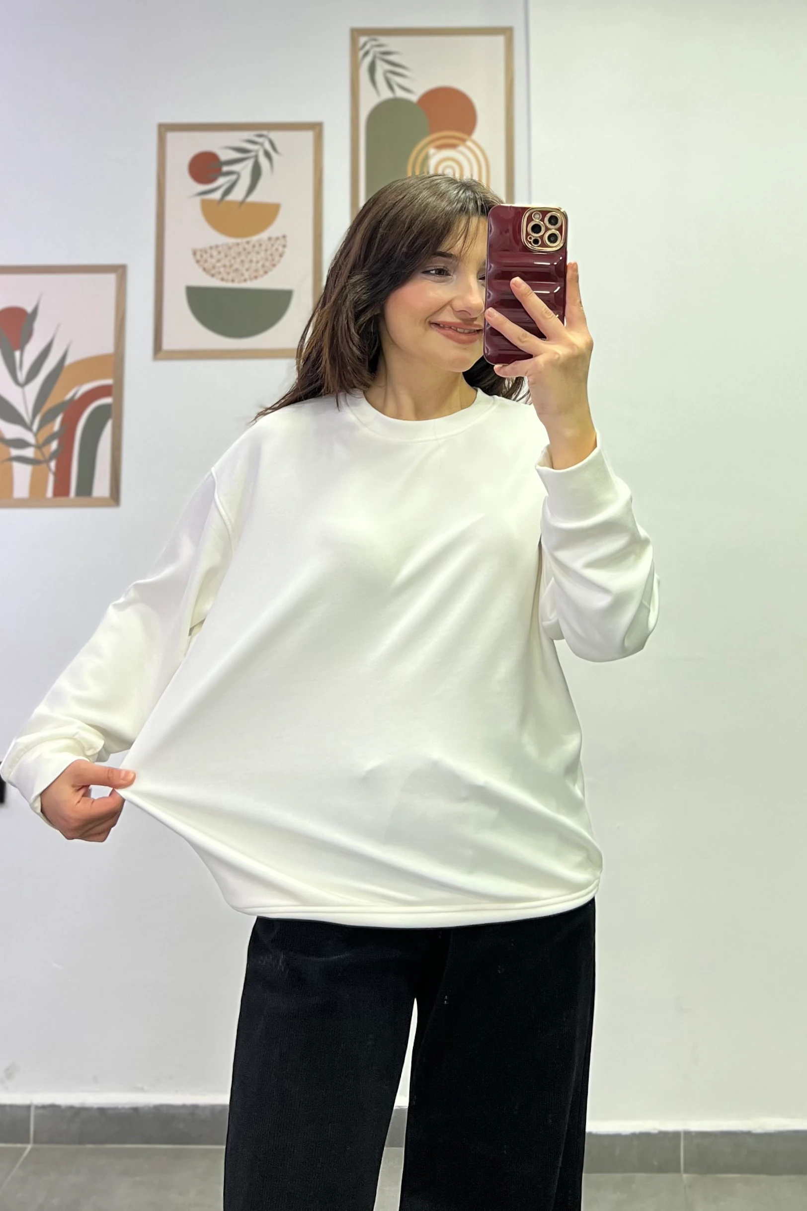 Sotf Touch Düz Basic Sweatshırt - EKRU