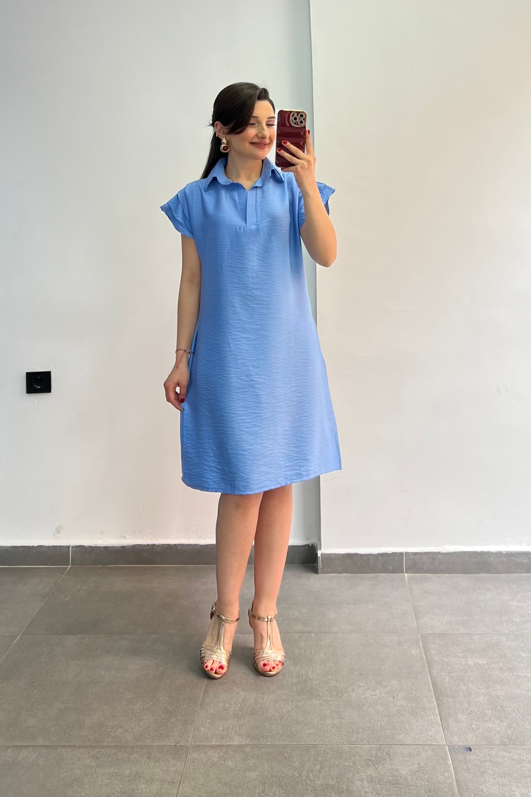Kolları Drape Detaylı Elbise