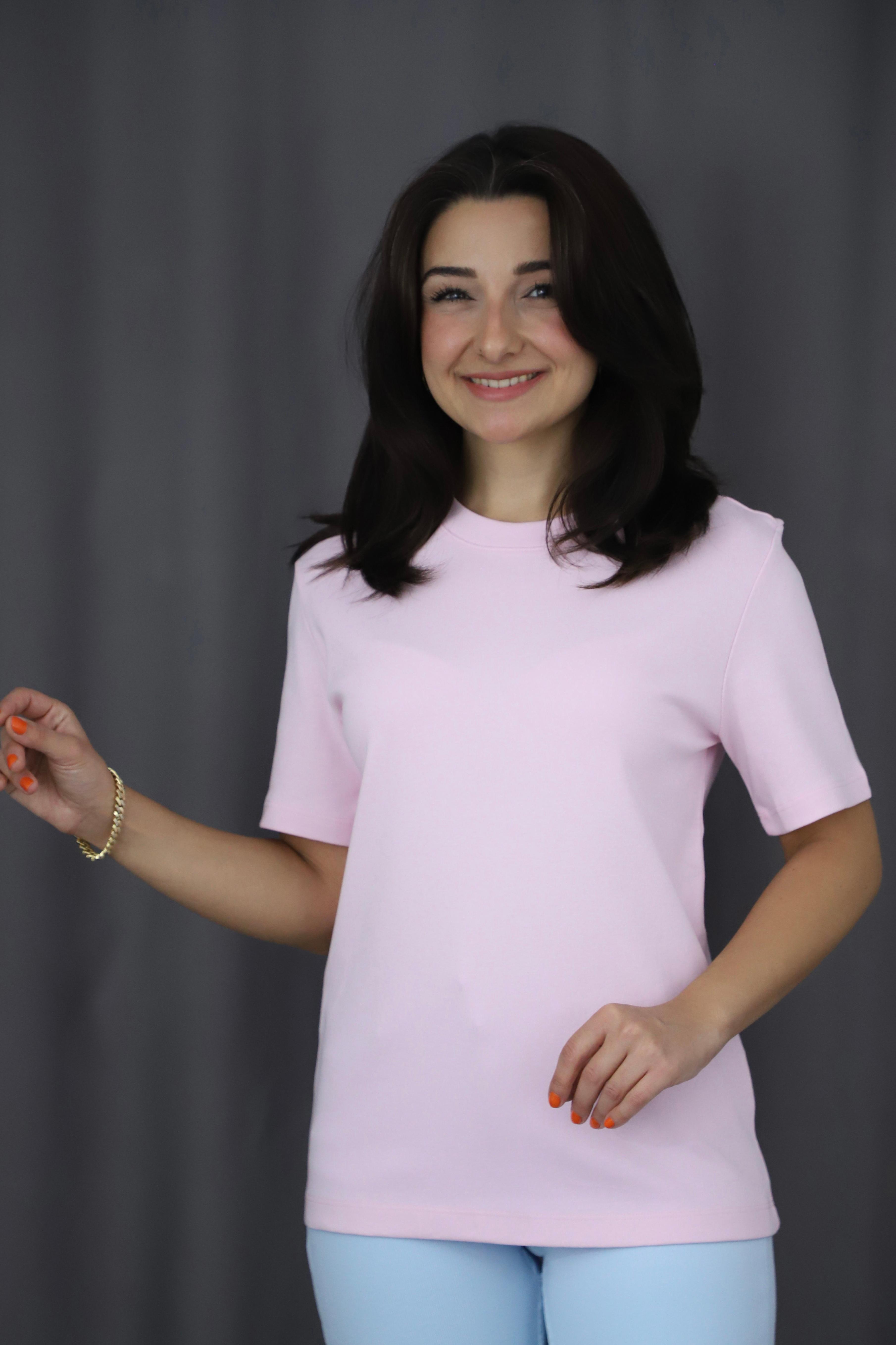 Kısa Kollu Basic Tshirt - PEMBE