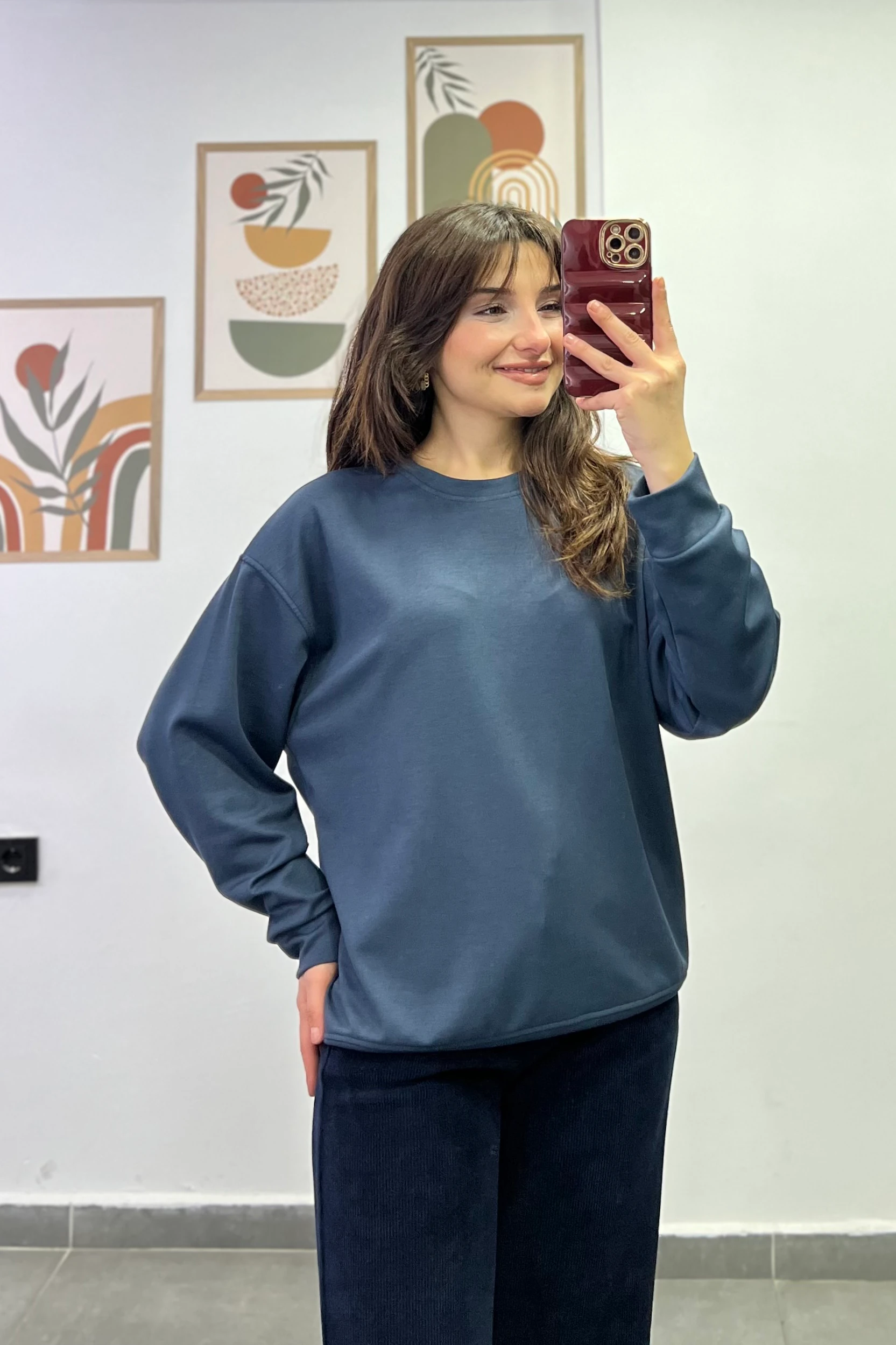 Sotf Touch Düz Basic Sweatshırt - LACIVERT