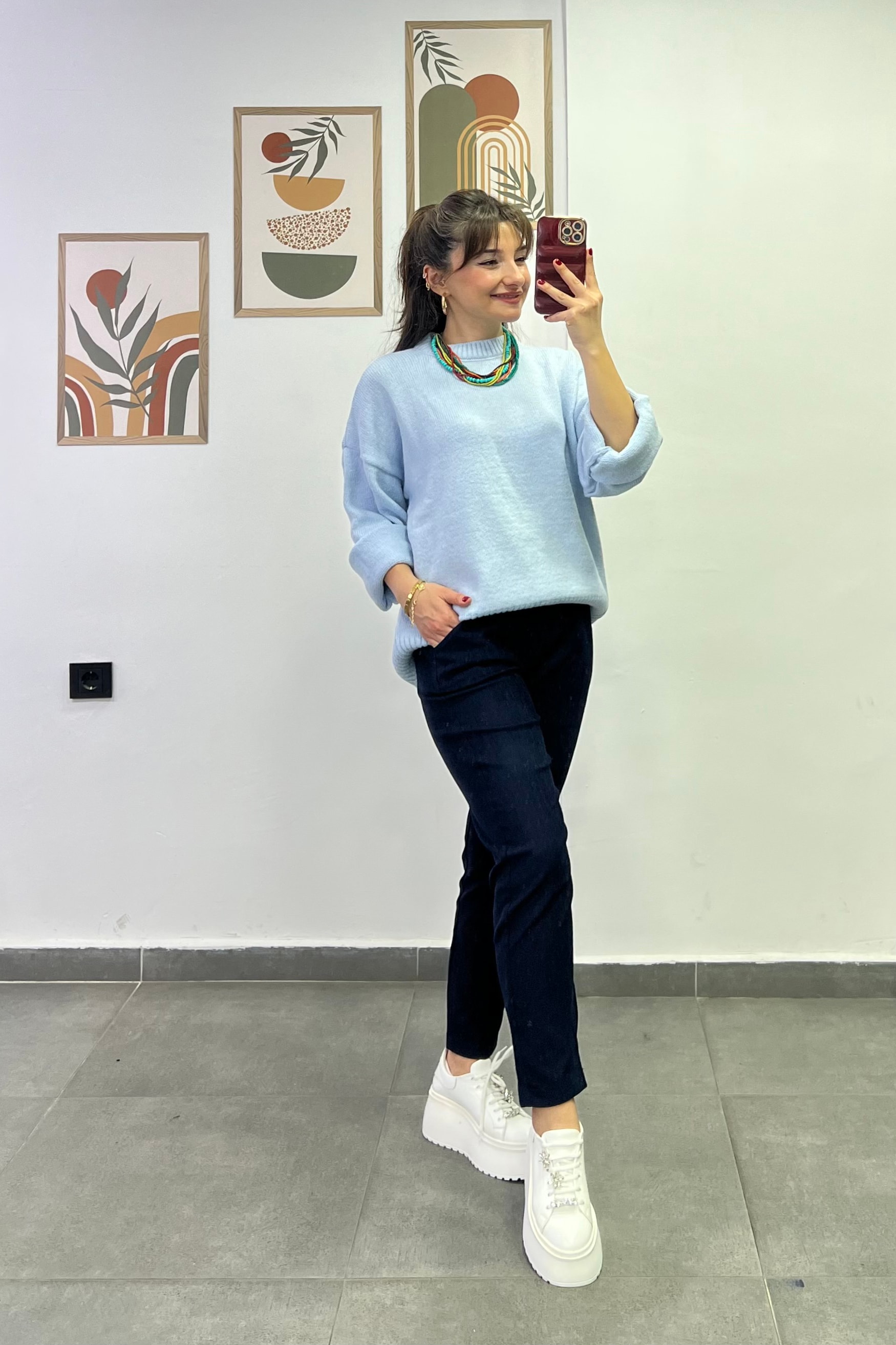 Beli Lastikli Fitilli Kadife Havuç Pantolon - LACIVERT