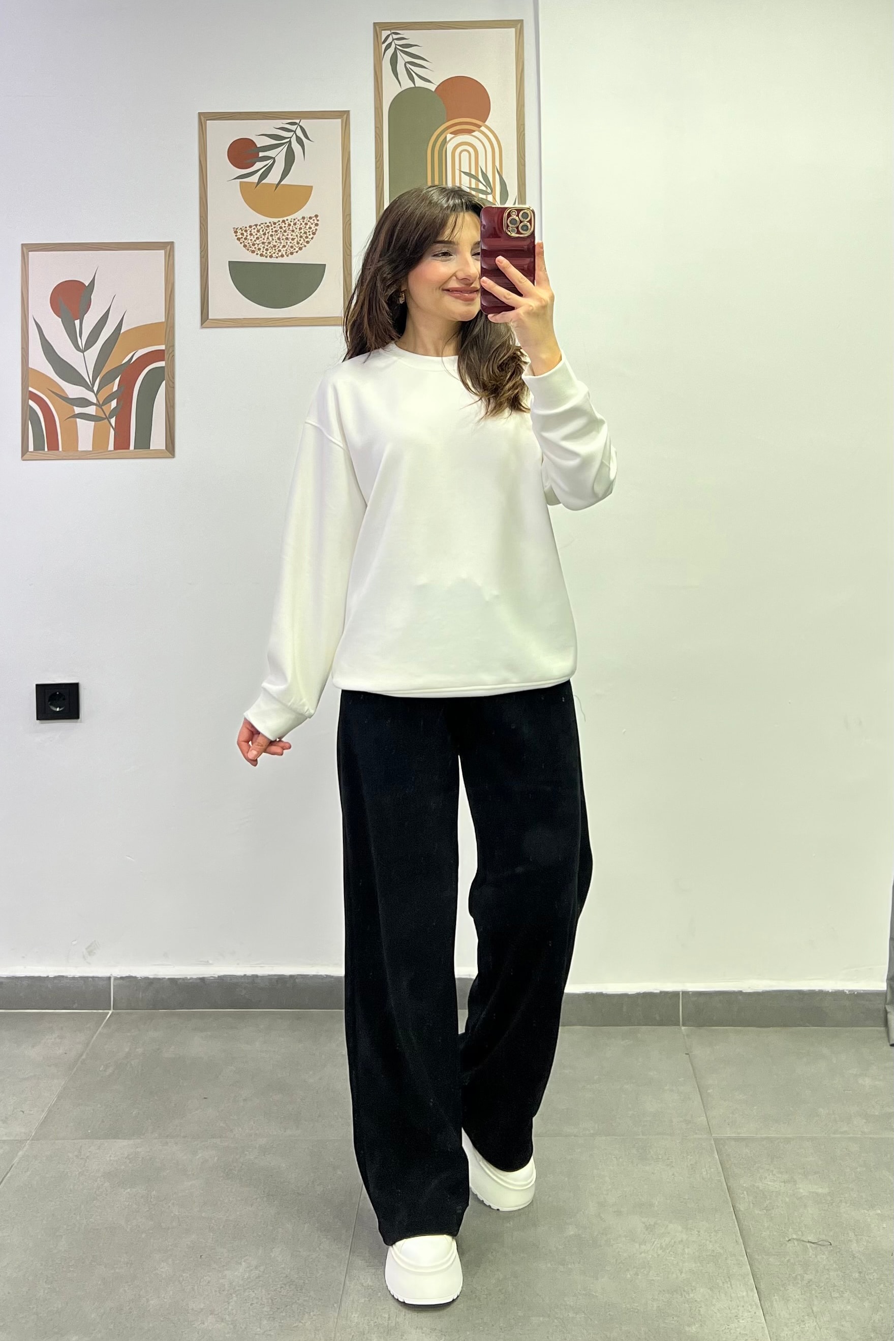 Sotf Touch Düz Basic Sweatshırt - EKRU