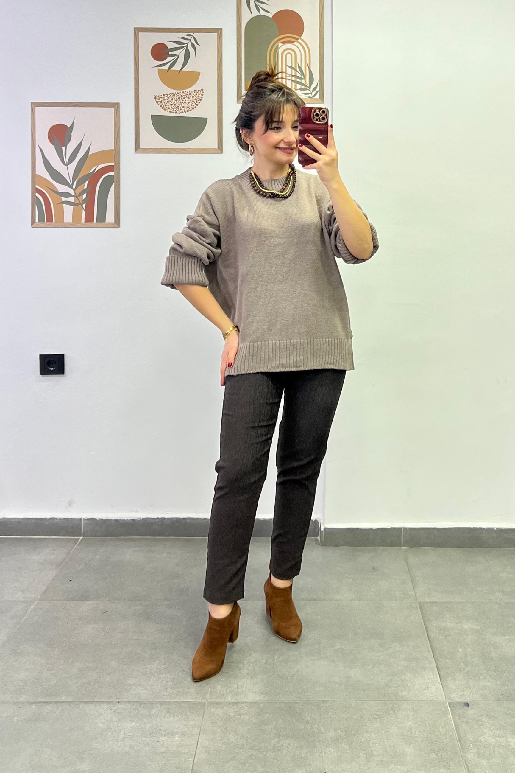 Beli Lastikli Fitilli Kadife Havuç Pantolon - KAHVERENGİ