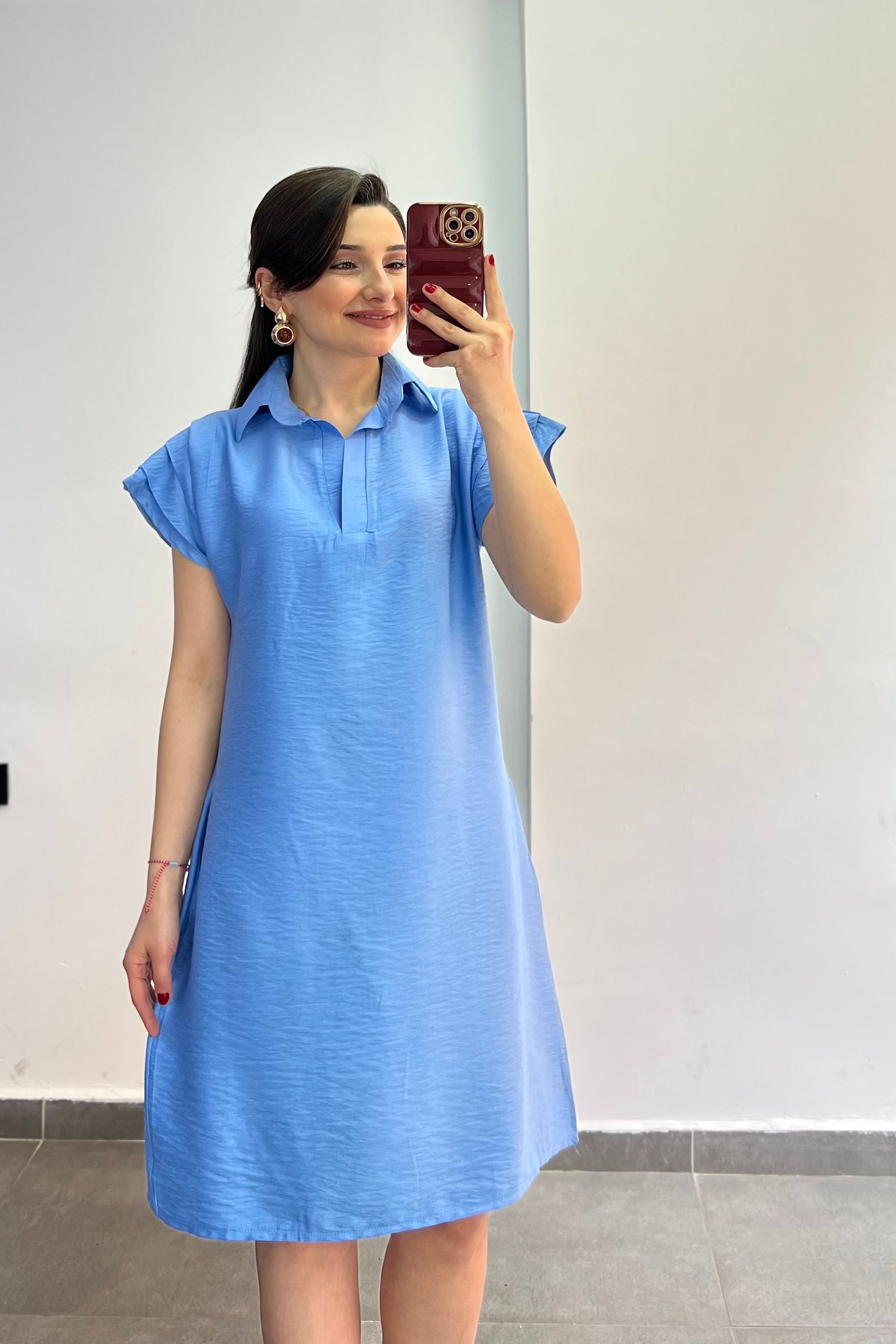 Kolları Drape Detaylı Elbise