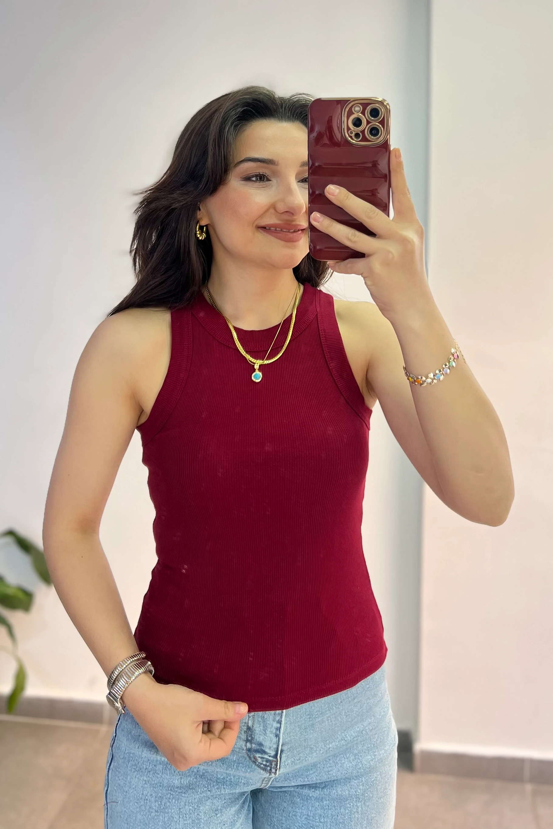 Halter Yaka Fitilli Atlet - BORDO