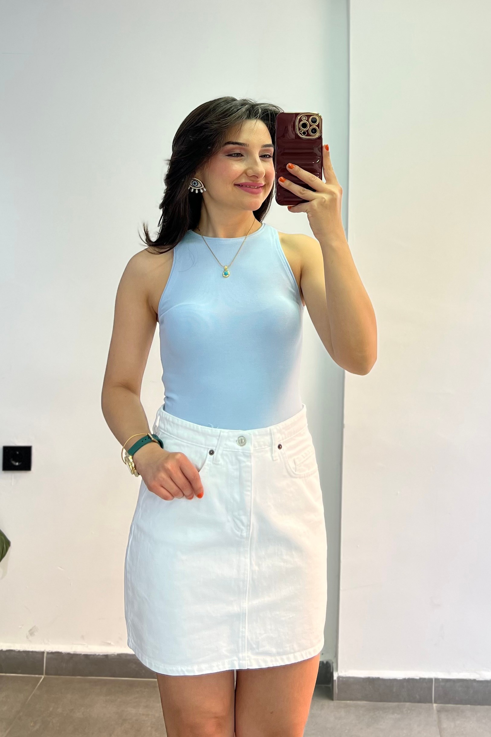 Bisiklet Yaka Halter Kol Modal Atlet - BEBE MAVISI