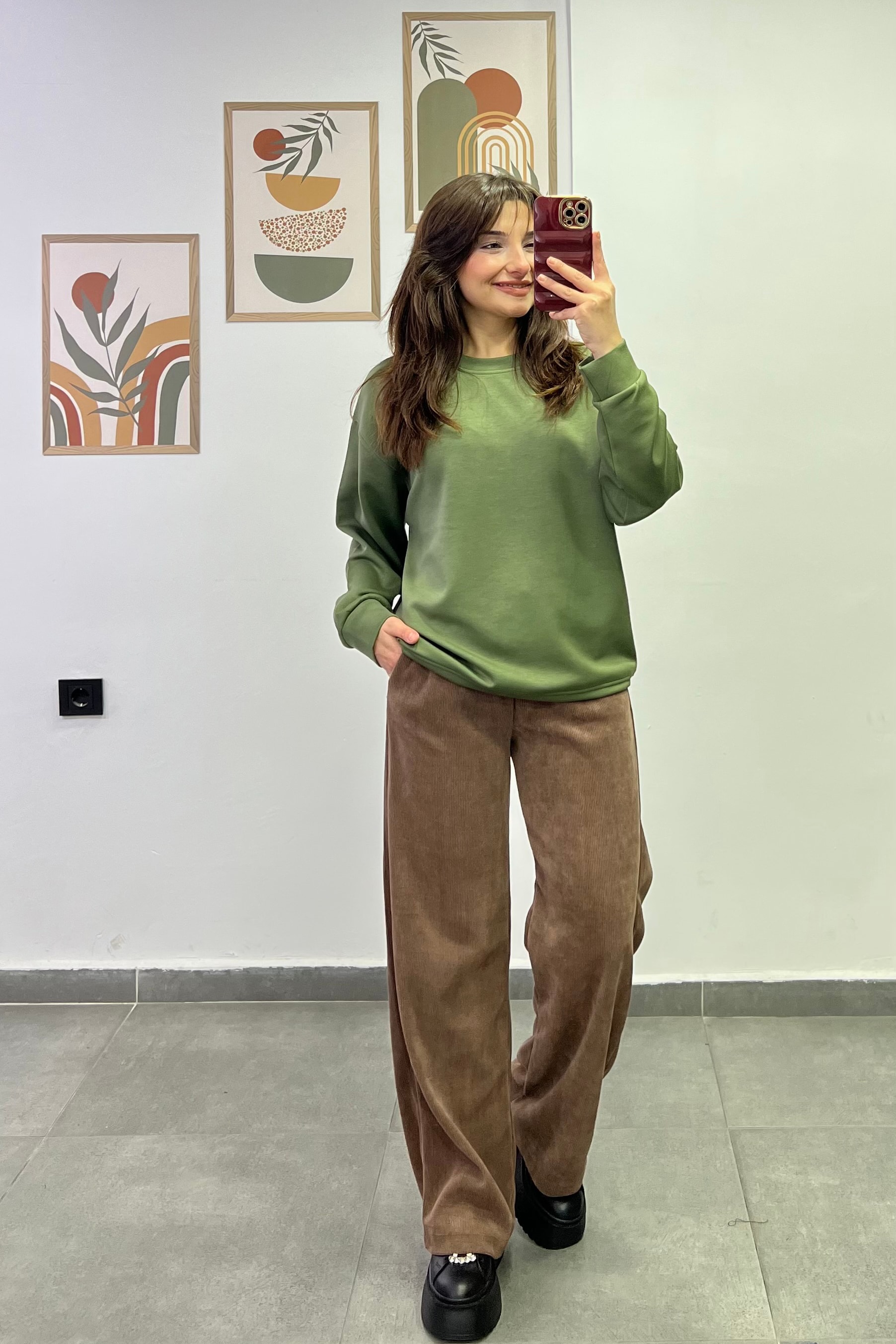 Sotf Touch Düz Basic Sweatshırt - Haki