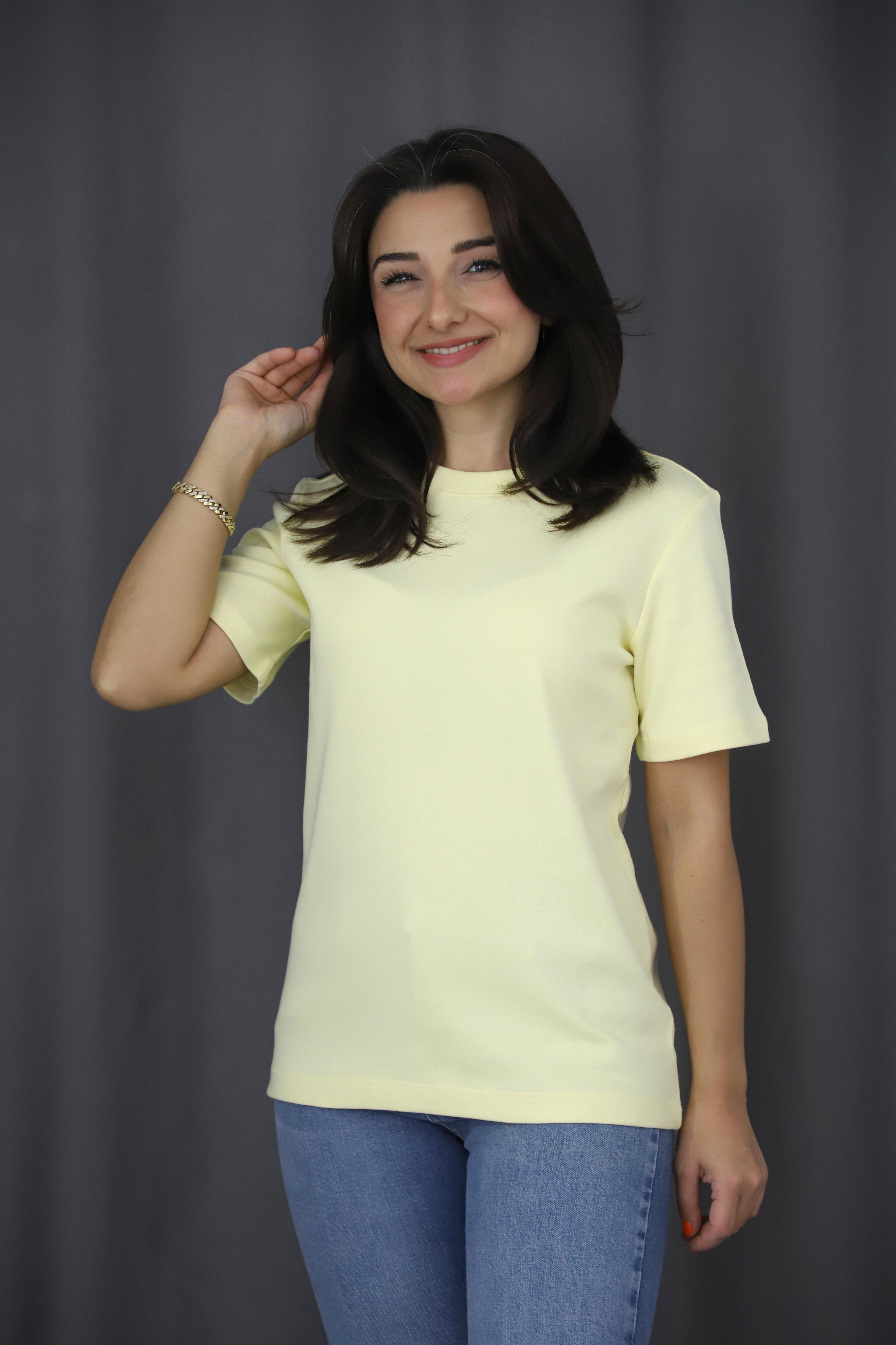 Kısa Kollu Basic Tshirt - SARI