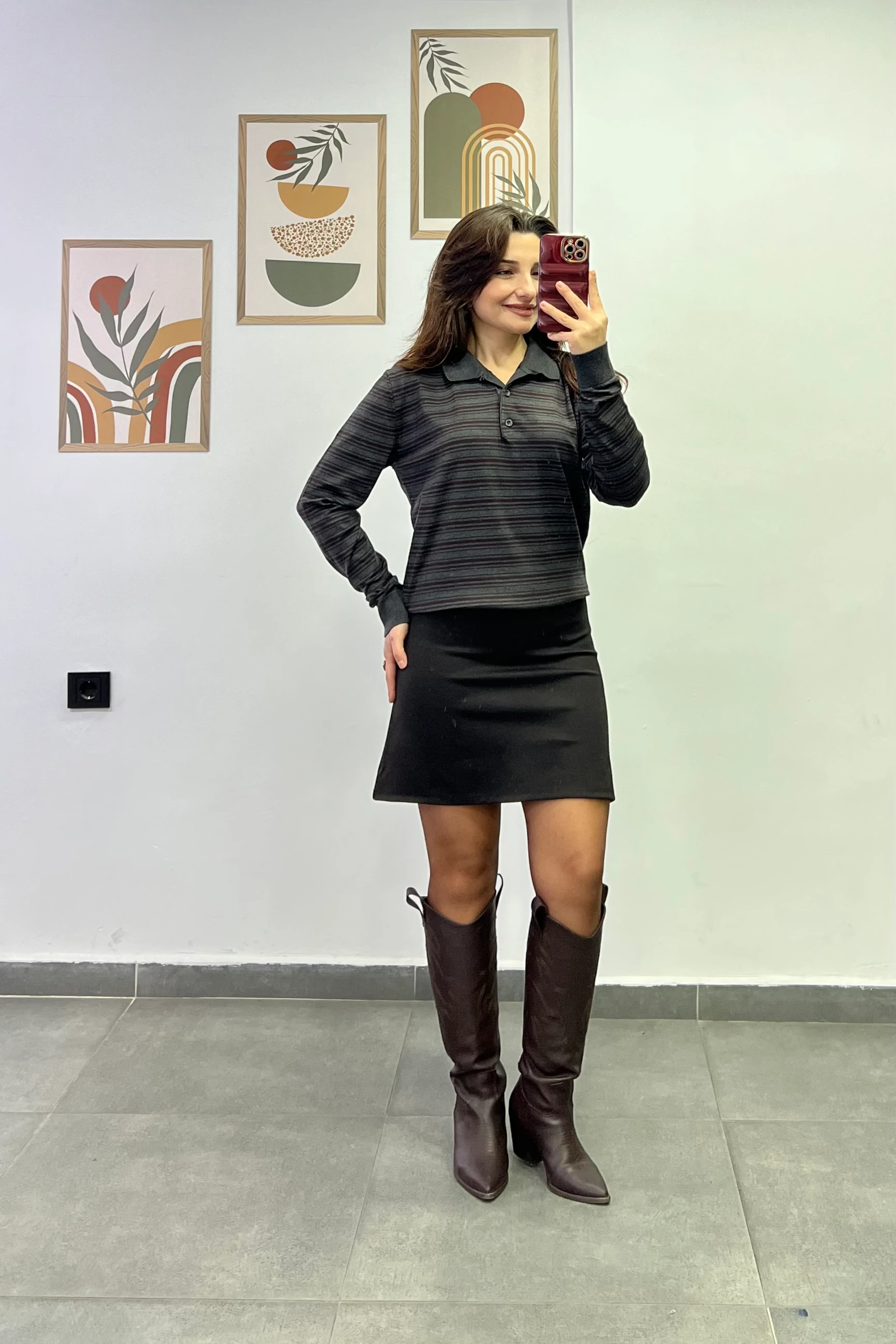 Beli Kalın Korsajlı Çelik Örme Çan Etek - KAHVERENGİ