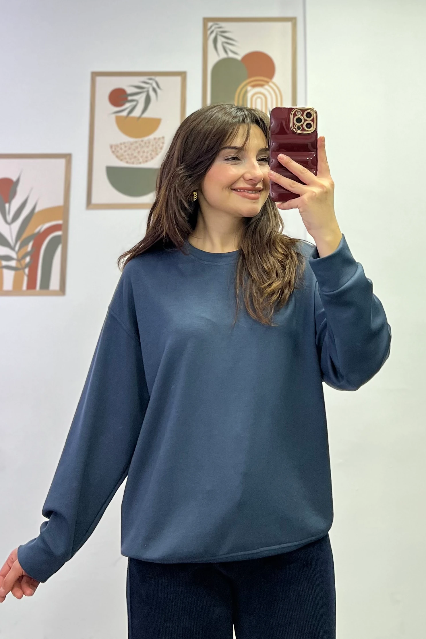 Sotf Touch Düz Basic Sweatshırt - LACIVERT