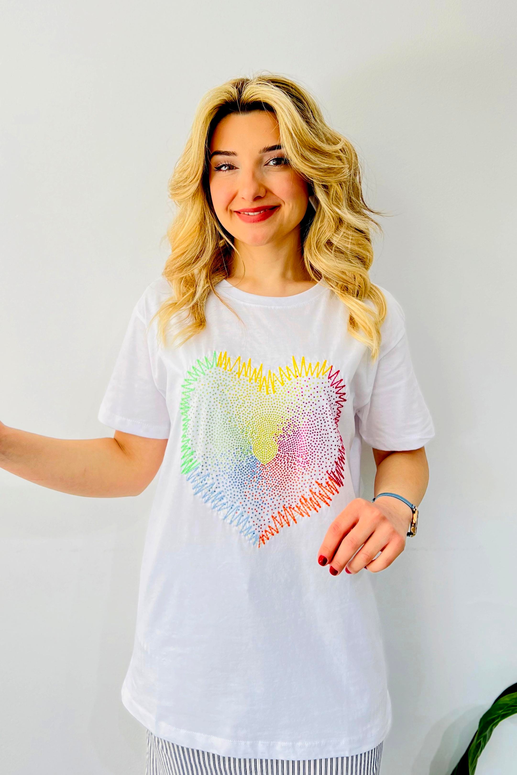 Önü Basketbol Topu Baskılı Pullu T-Shirt
