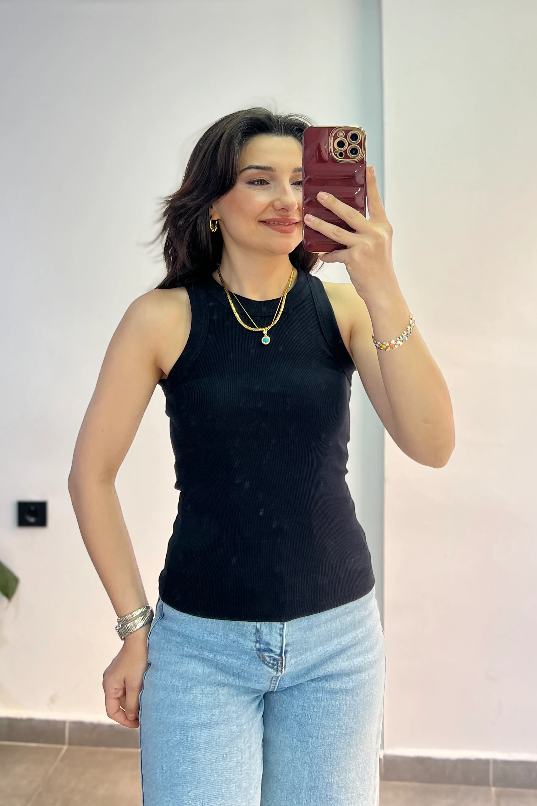 Halter Yaka Fitilli Atlet - Siyah