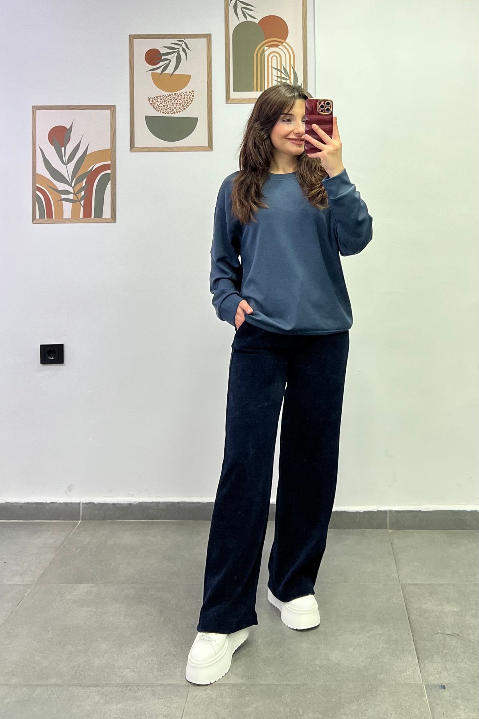 Sotf Touch Düz Basic Sweatshırt - LACIVERT